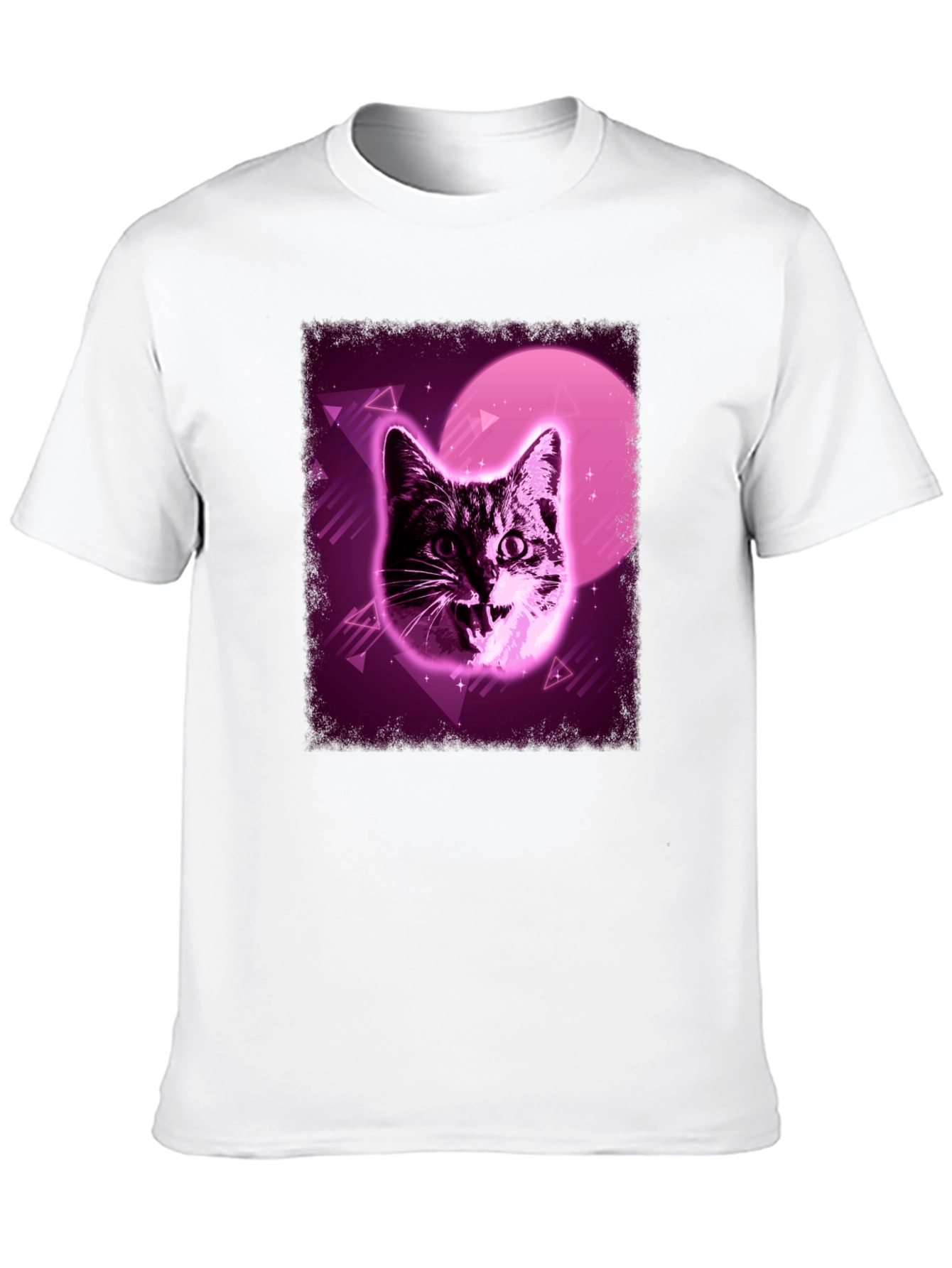 Black Retro Cat Graphic Tee - Vaporwave Style view 10