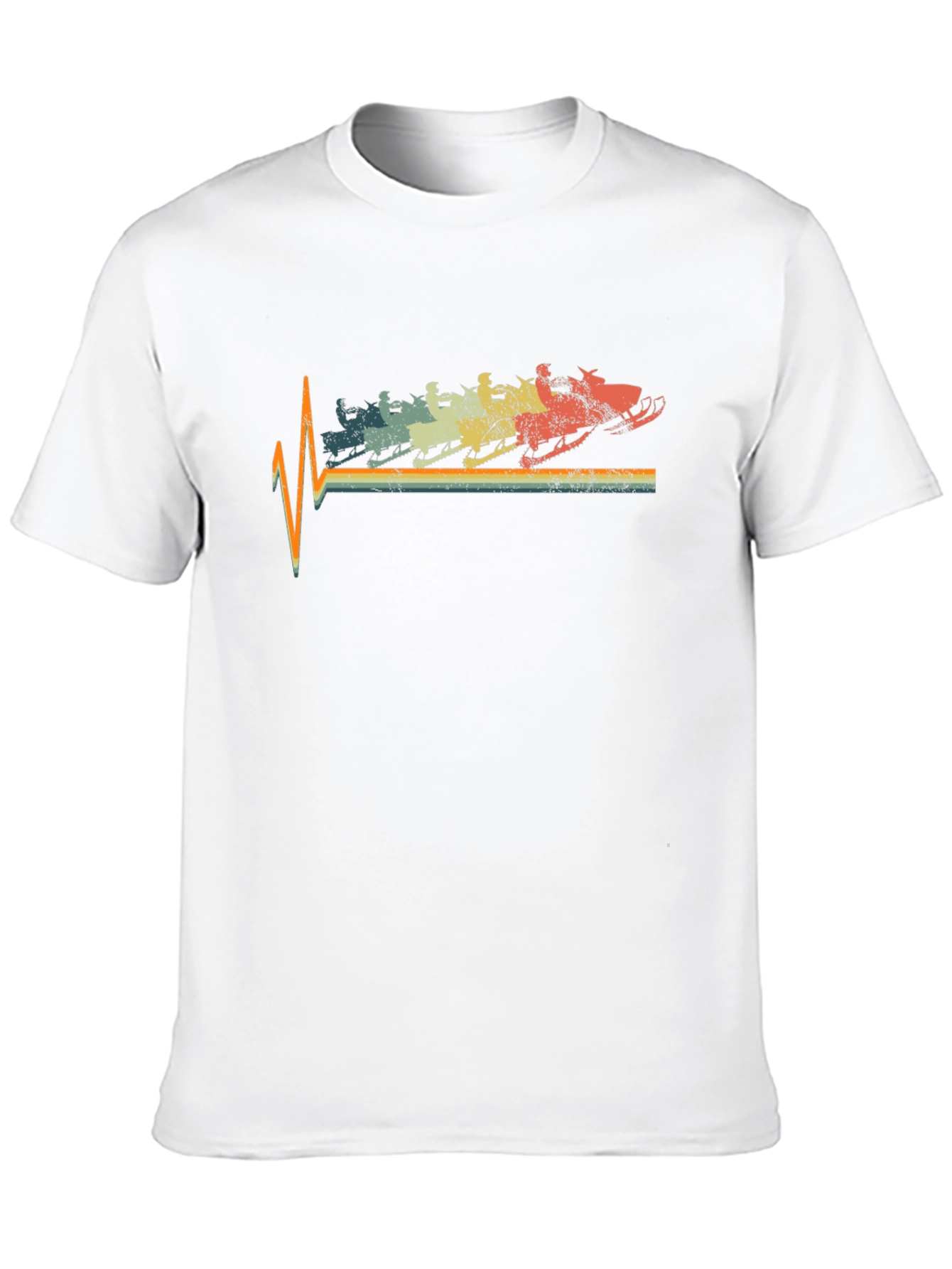 Black Retro Snowmobile Heartbeat T-Shirt view 10