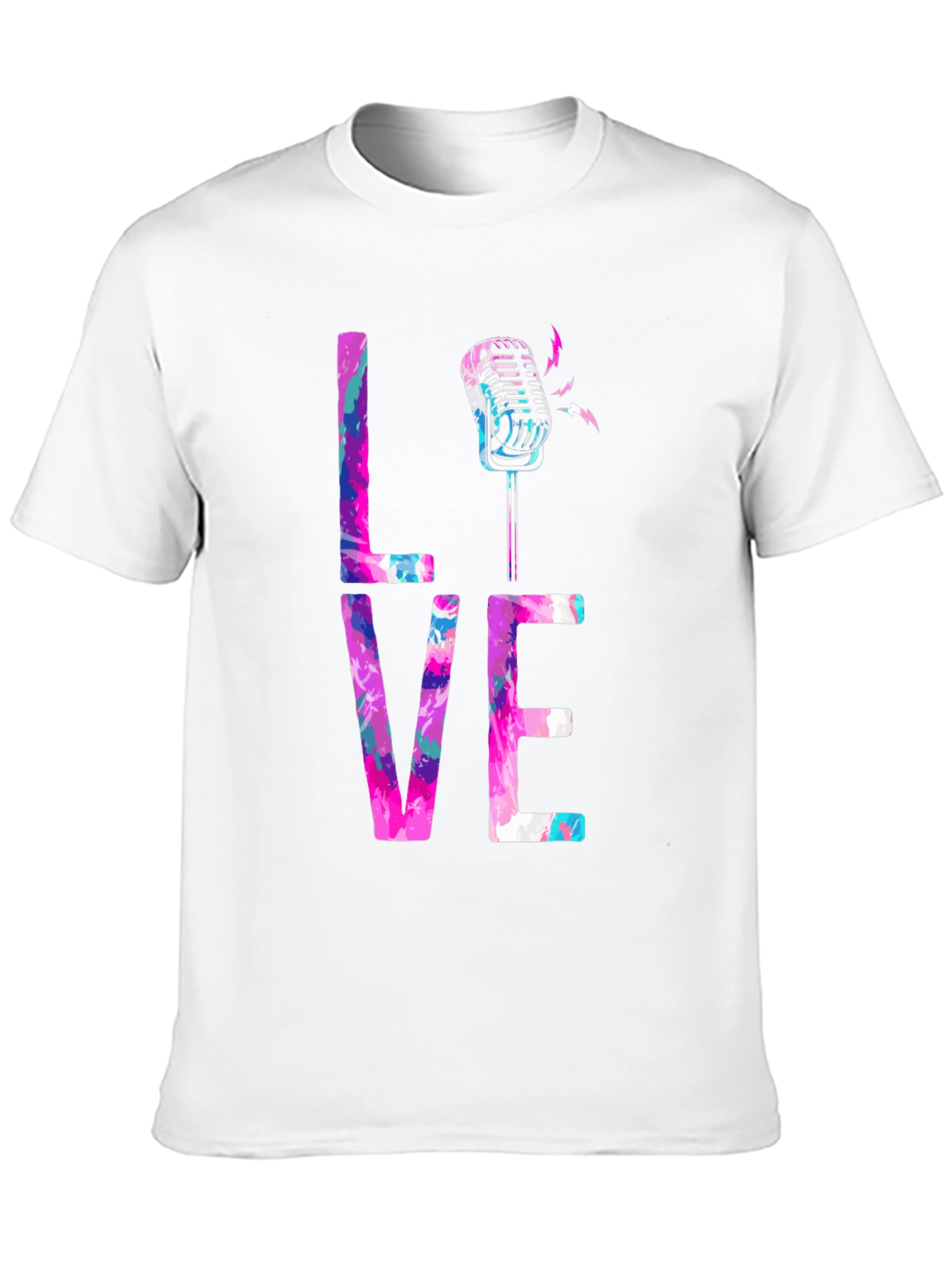 Black Colorful LOVE Microphone Graphic Tee view 10