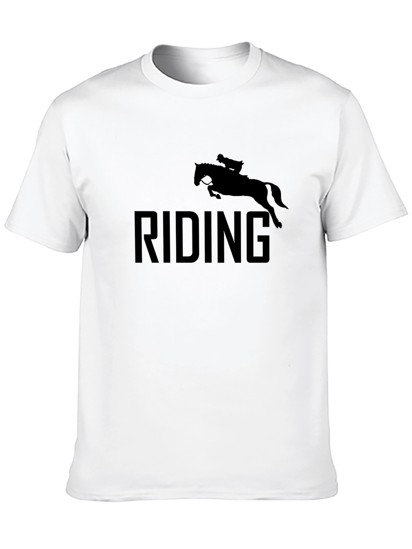 Black Riding Horse T-Shirt, Black Cotton Tee view 10