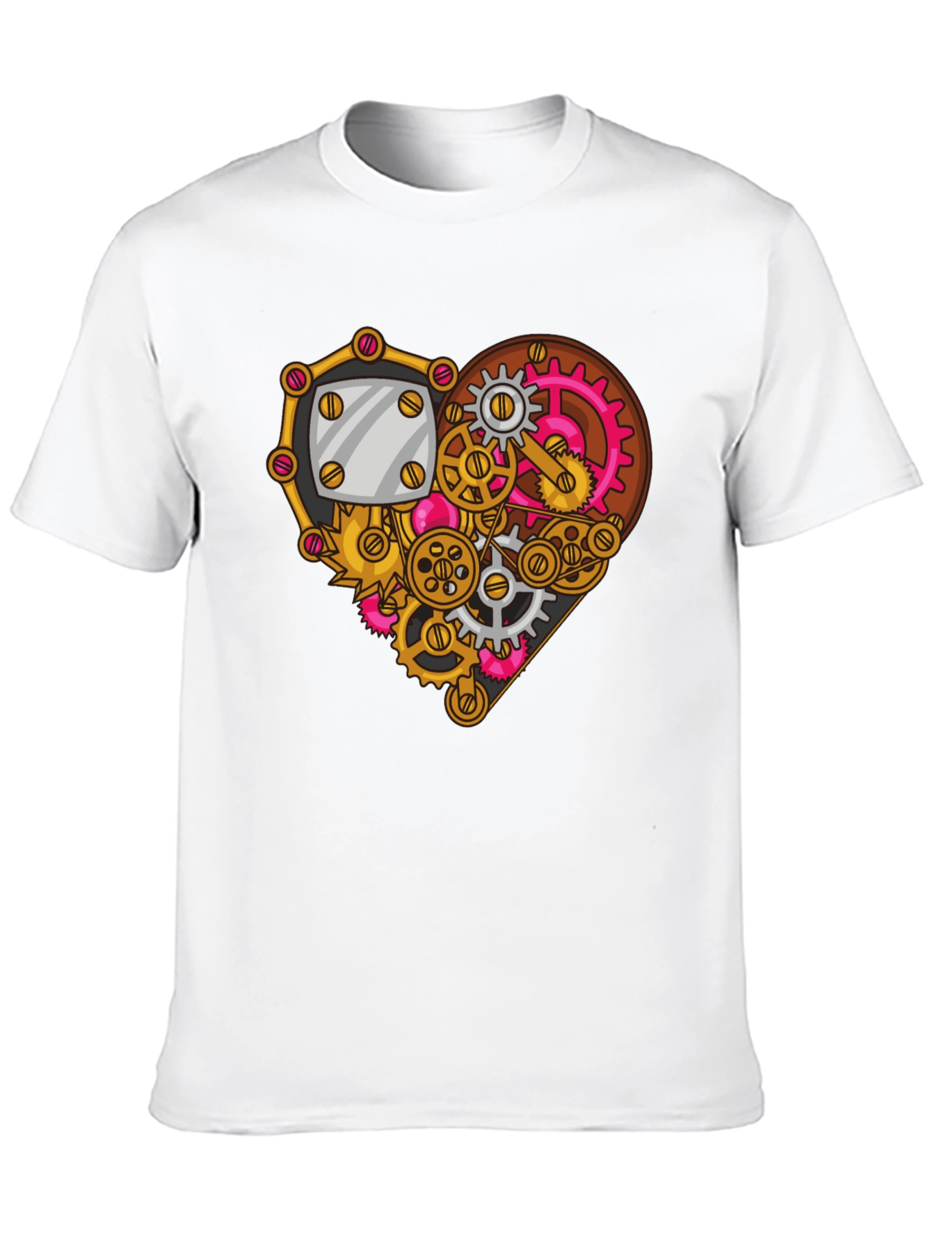 Black Steampunk Heart Gear Graphic Tee - Unique Design view 10