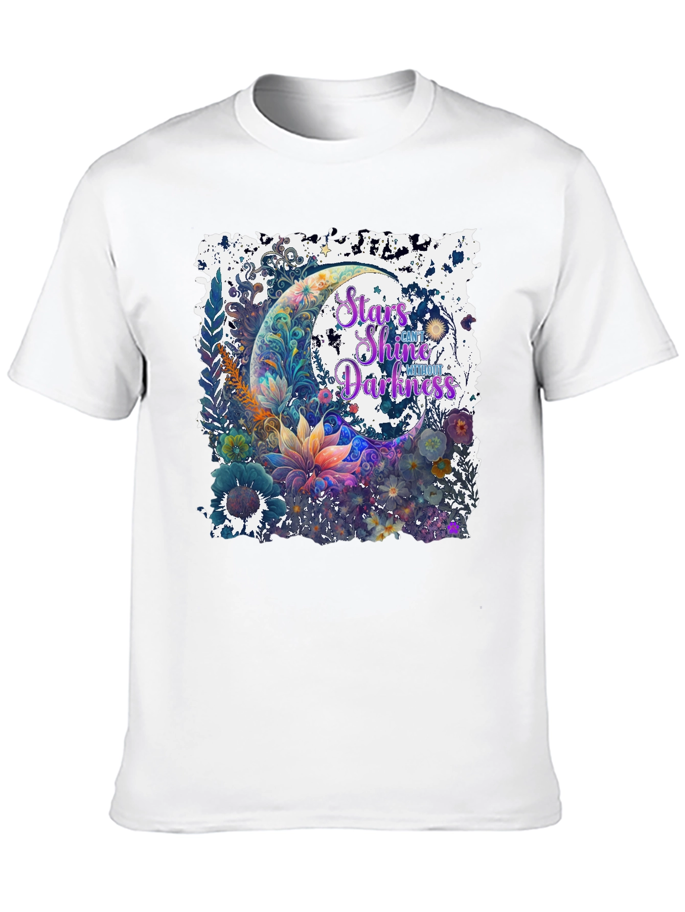 Black Stars Shine Graphic T-Shirt - Floral Moon Design view 10
