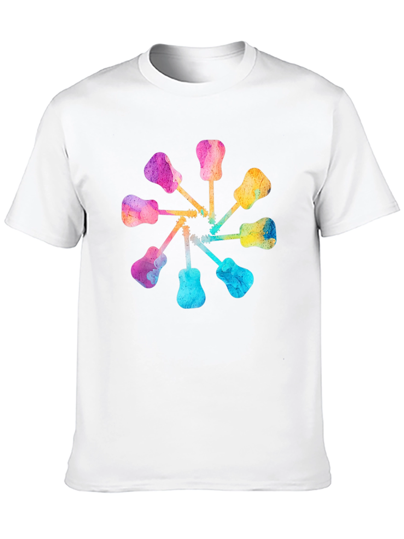 Black Watercolor Guitar Circle Graphic Tee - Music Lover's Shirt view 10