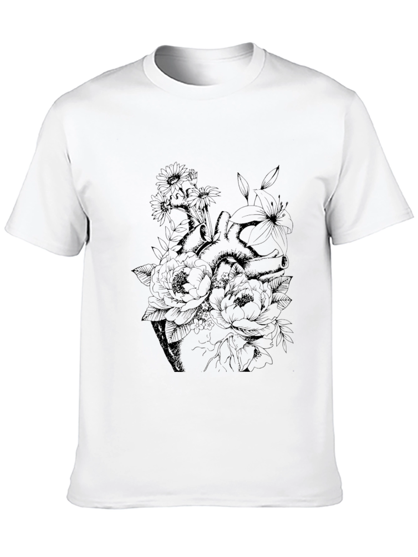 Black Floral Heart Graphic Tee - Black view 10