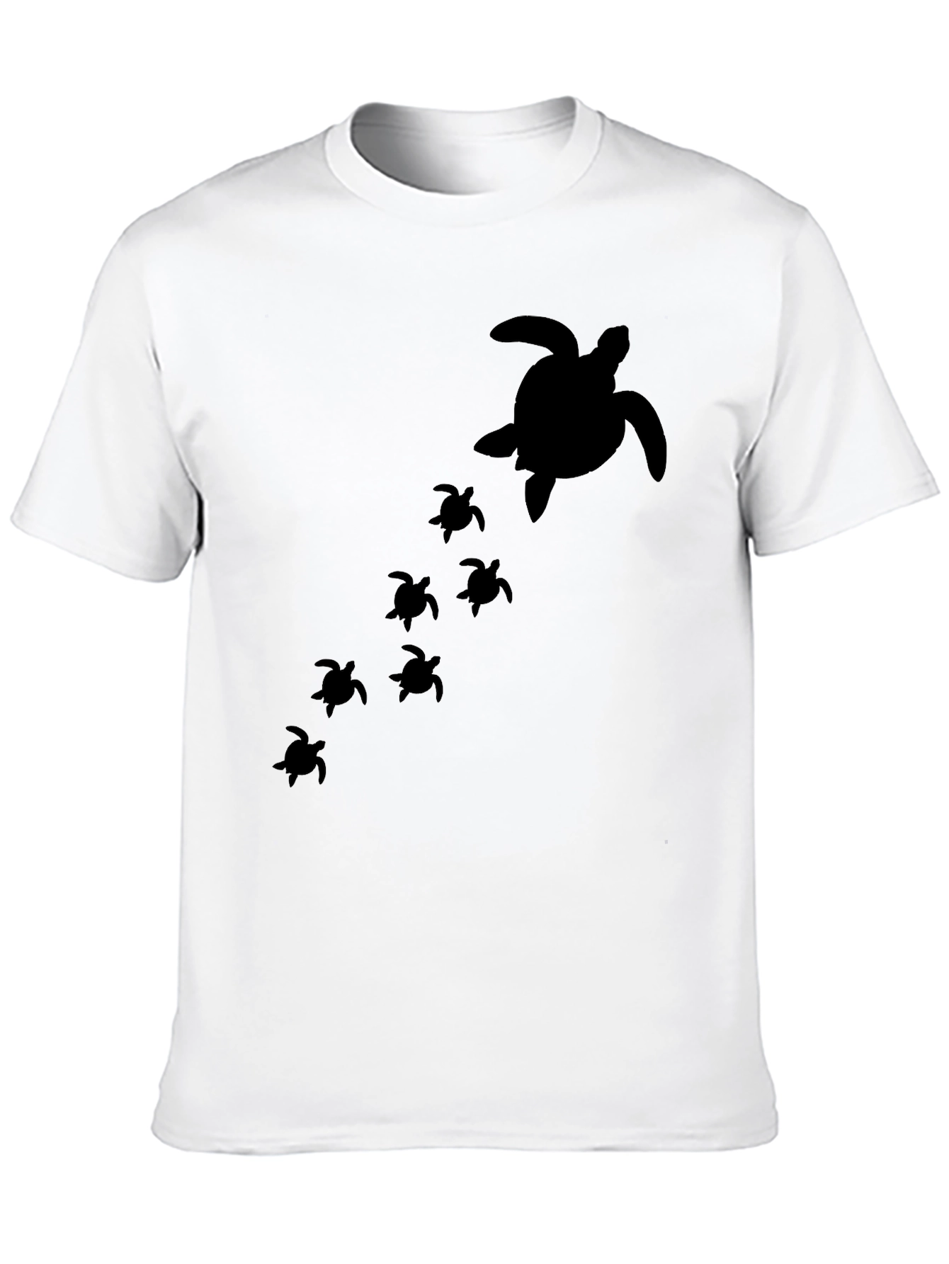 Black Turtle Family Graphic Tee - Black Cotton T-Shirt view 10