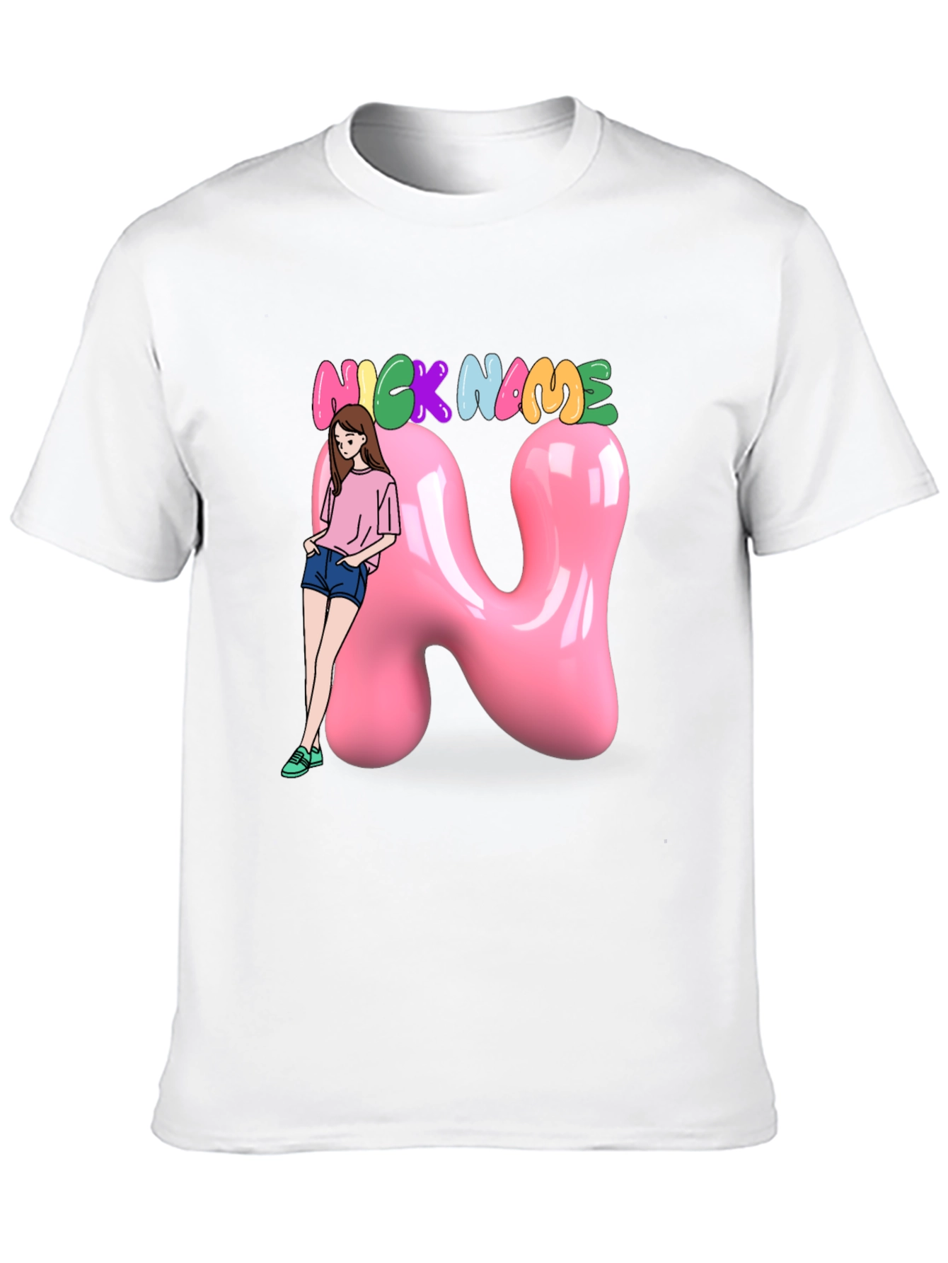 Black Black T-Shirt with Cartoon Graphic view 10