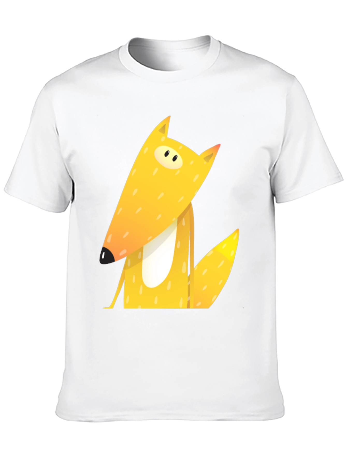 Black Cartoon Fox Graphic Tee - Black Cotton T-Shirt view 10