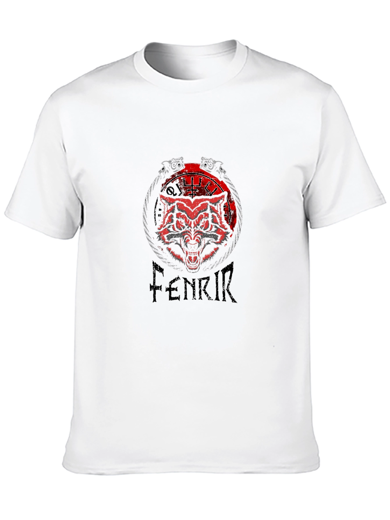 Black Fenrir Wolf Viking T-Shirt - Norse Mythology Design view 10