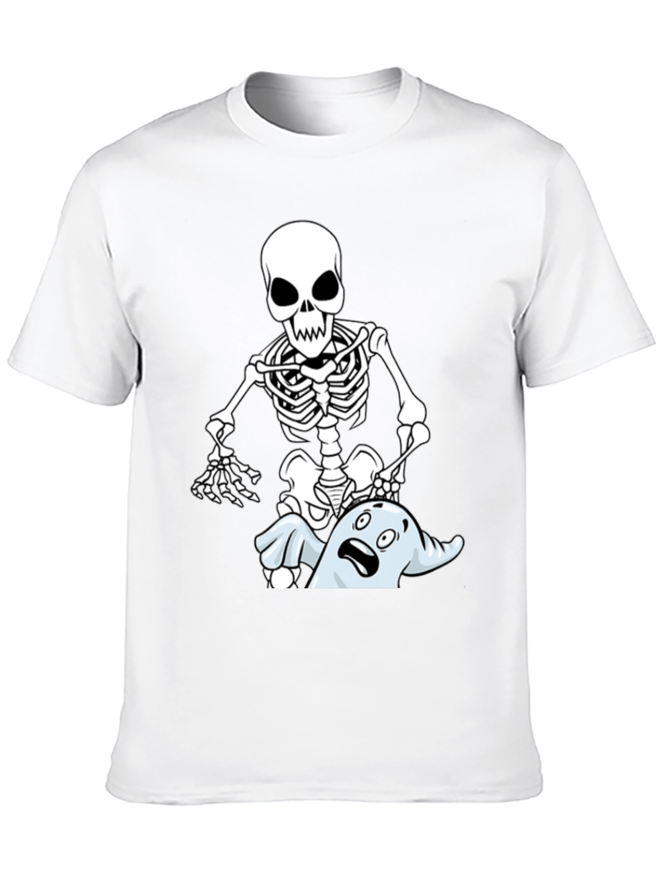 Black Funny Skeleton & Ghost Graphic T-Shirt - Black view 10