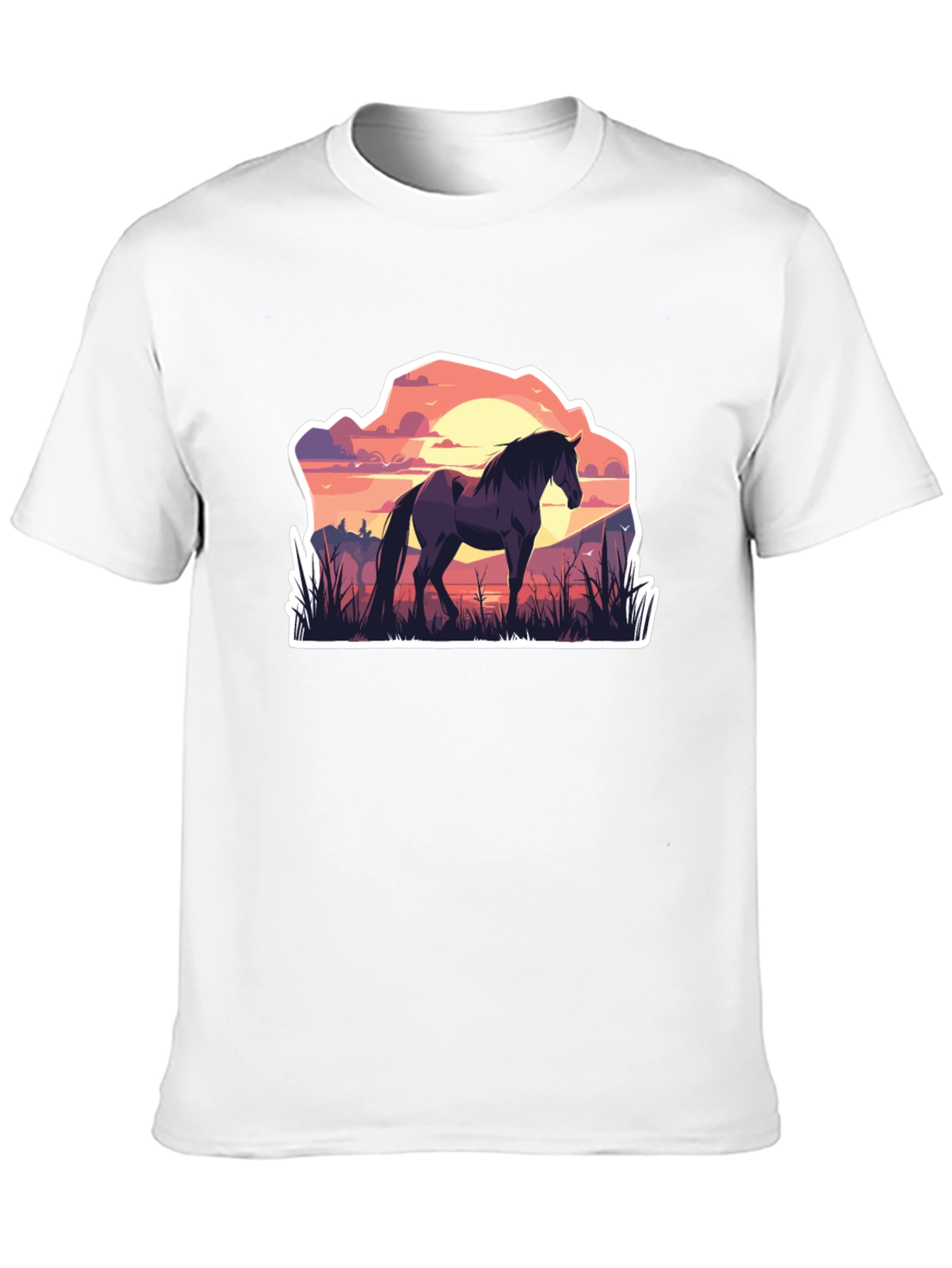Black Horse Silhouette Graphic Tee - Nature Inspired T-Shirt view 10