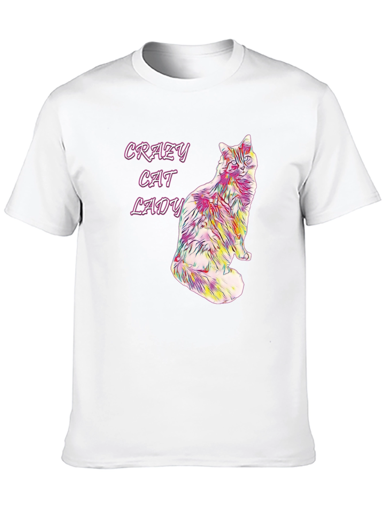 Black Crazy Cat Lady Graphic Tee - Fun Novelty Shirt view 10