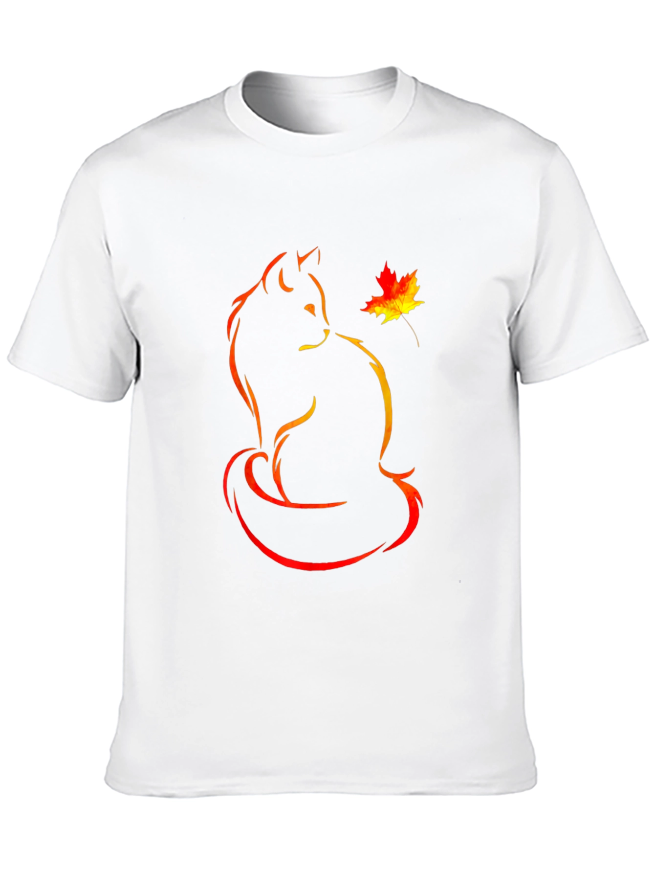 Black Autumn Cat T-Shirt - Stylish Fall Design view 10