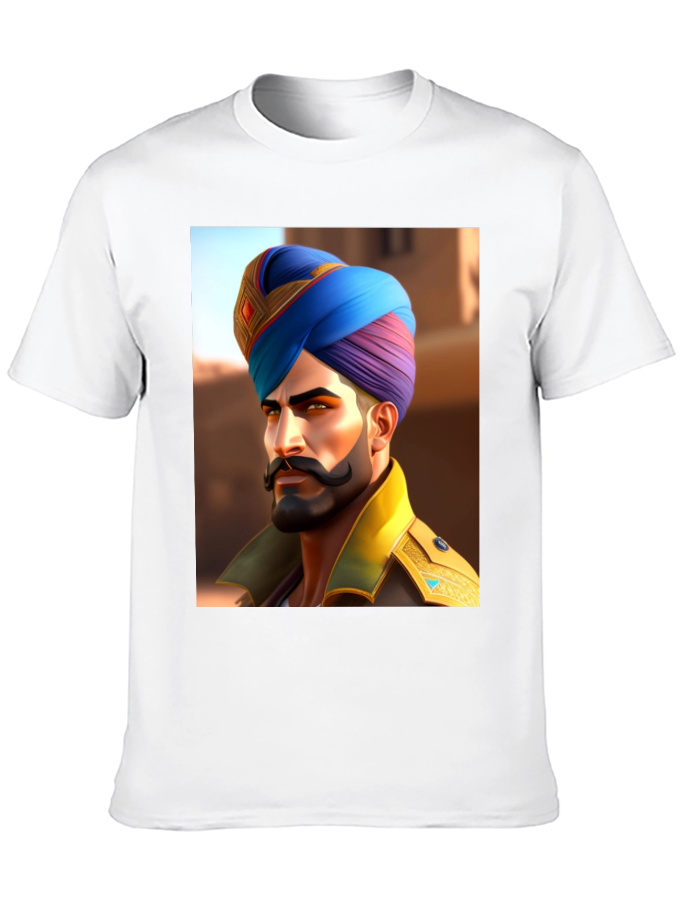 Black Graphic Tee: Sikh Warrior Portrait view 10