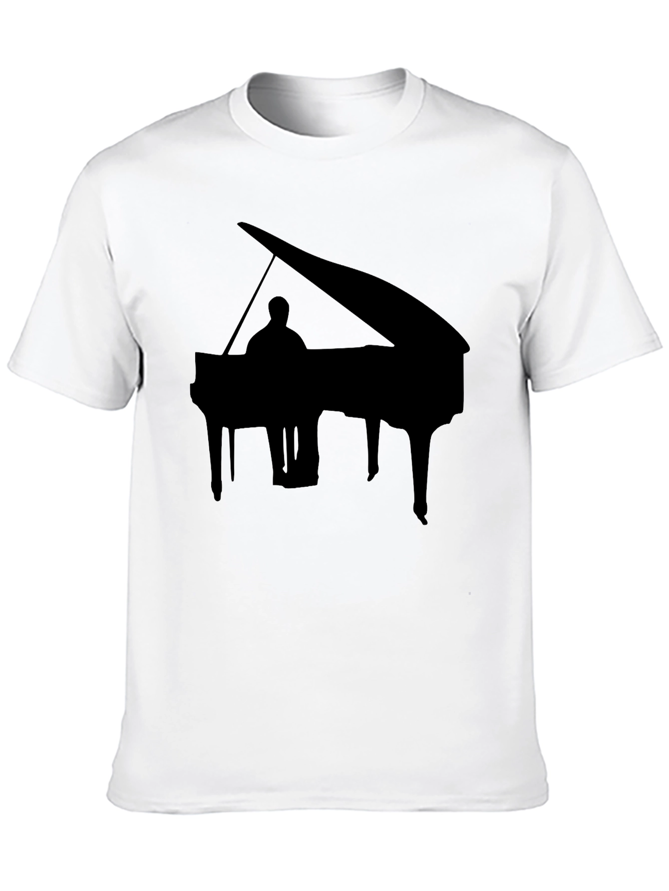 Black Piano Silhouette Black T-Shirt view 10