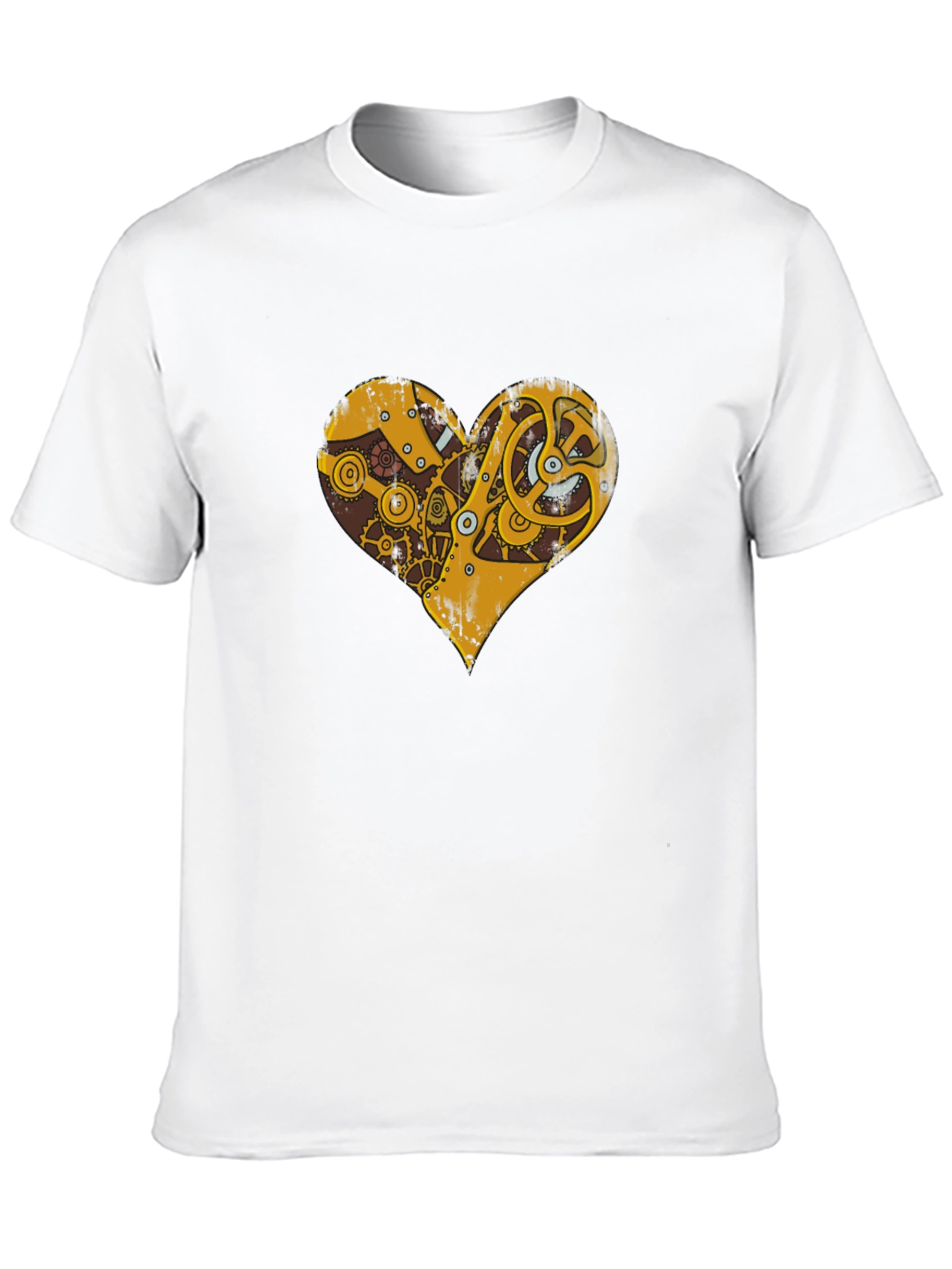 Black Steampunk Heart Gear Graphic T-Shirt view 10