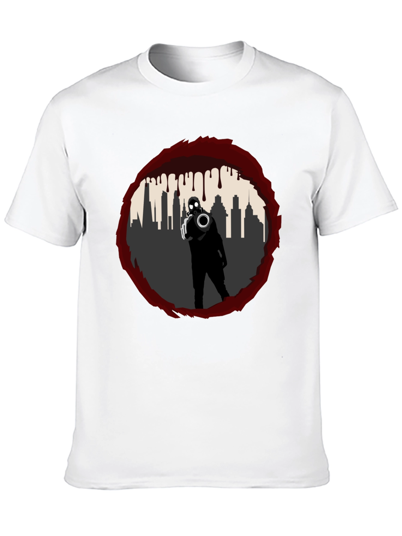 Black Dystopian City Gas Mask T-Shirt - Graphic Tee view 10
