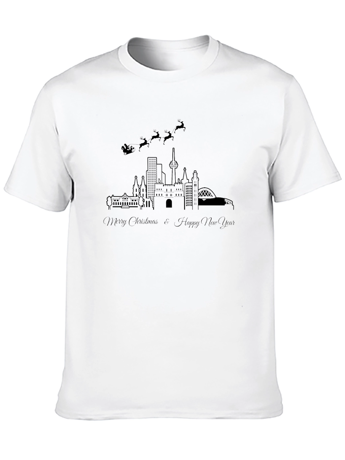 Black Festive Cityscape Black T-Shirt view 10