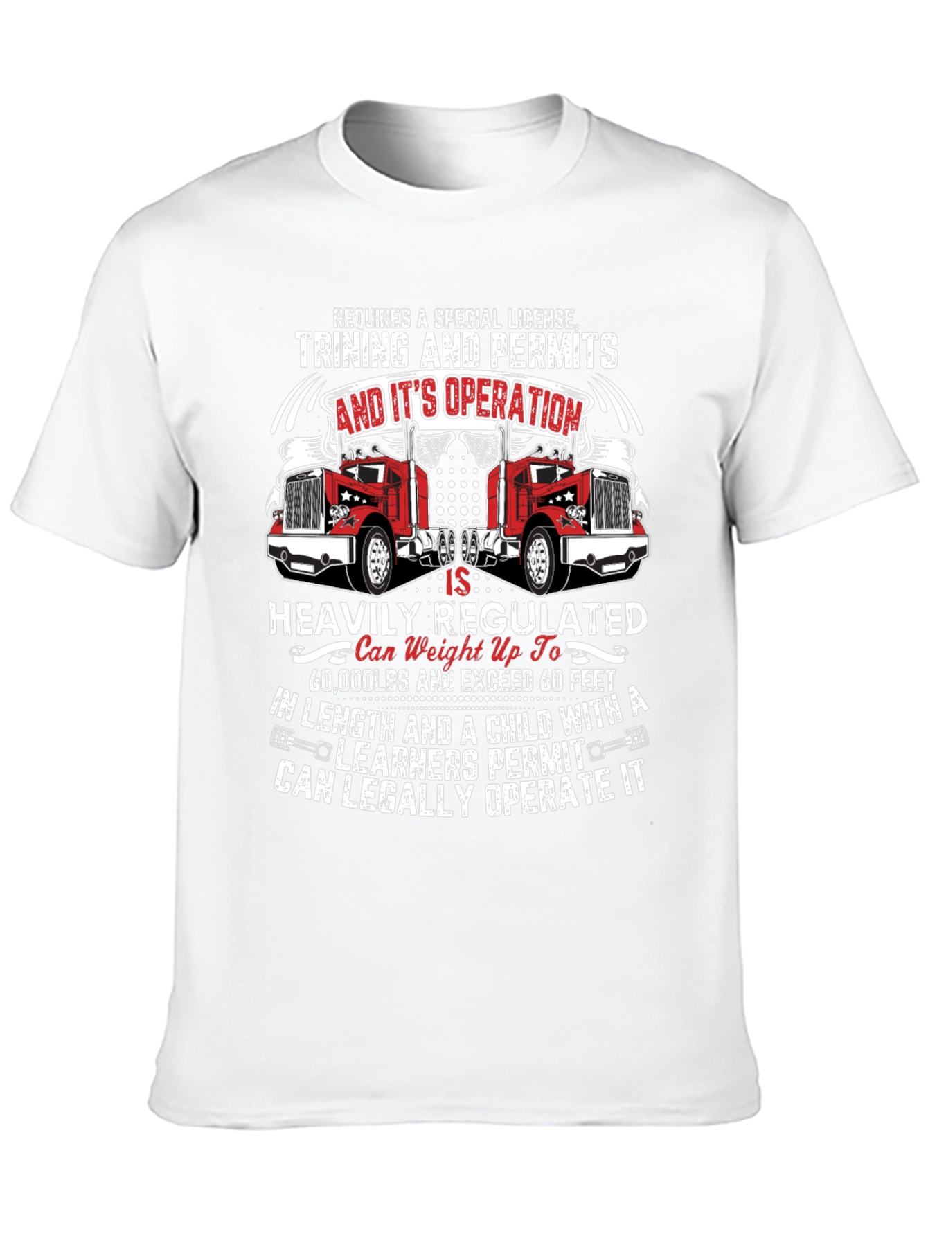 Black Truck Driver Humor T-Shirt: Requires Special License Tee view 10