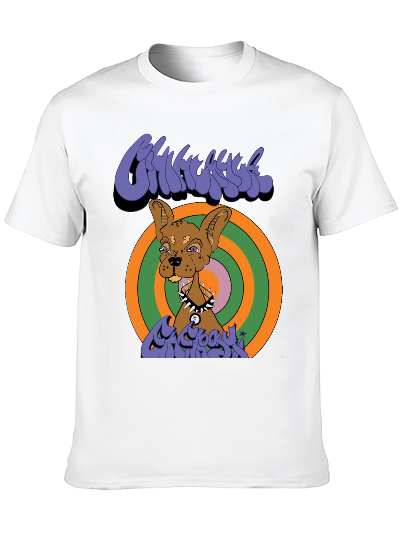 Black Groovy Cartoon Dog Graphic T-Shirt view 10