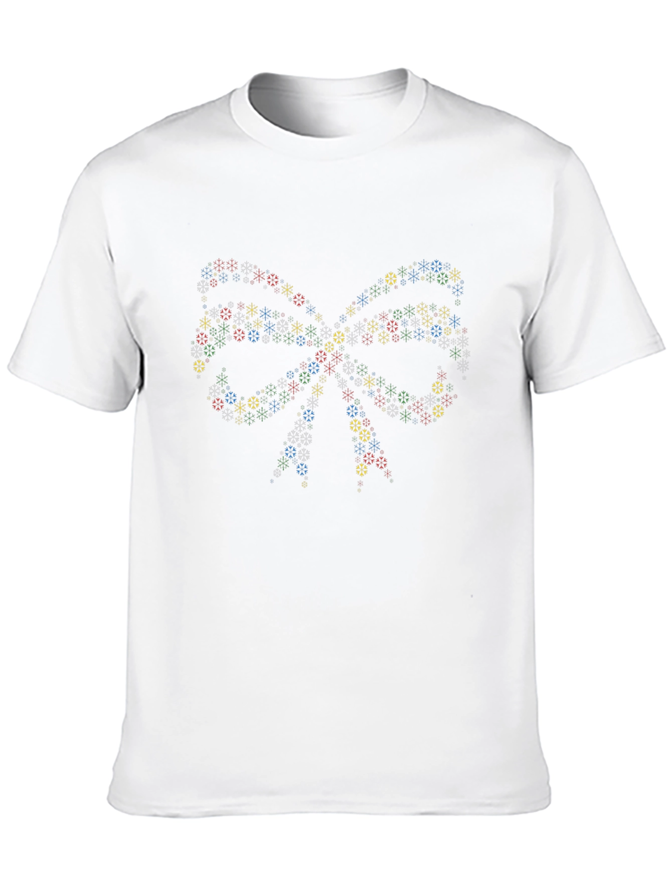 Black Festive Snowflake Bow Tie Black T-Shirt view 10