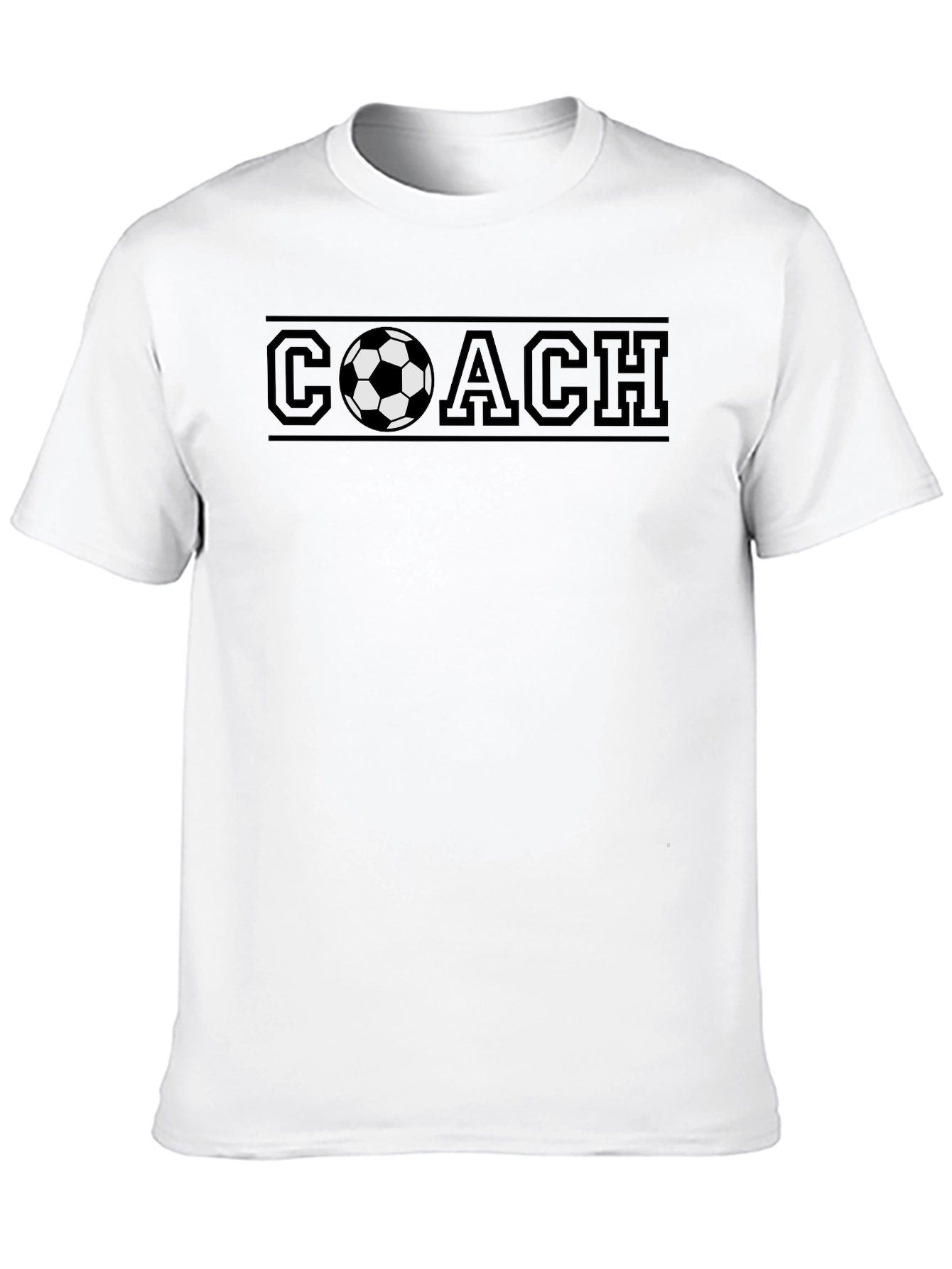 Black Soccer Coach T-Shirt - Black Crew Neck Tee view 10