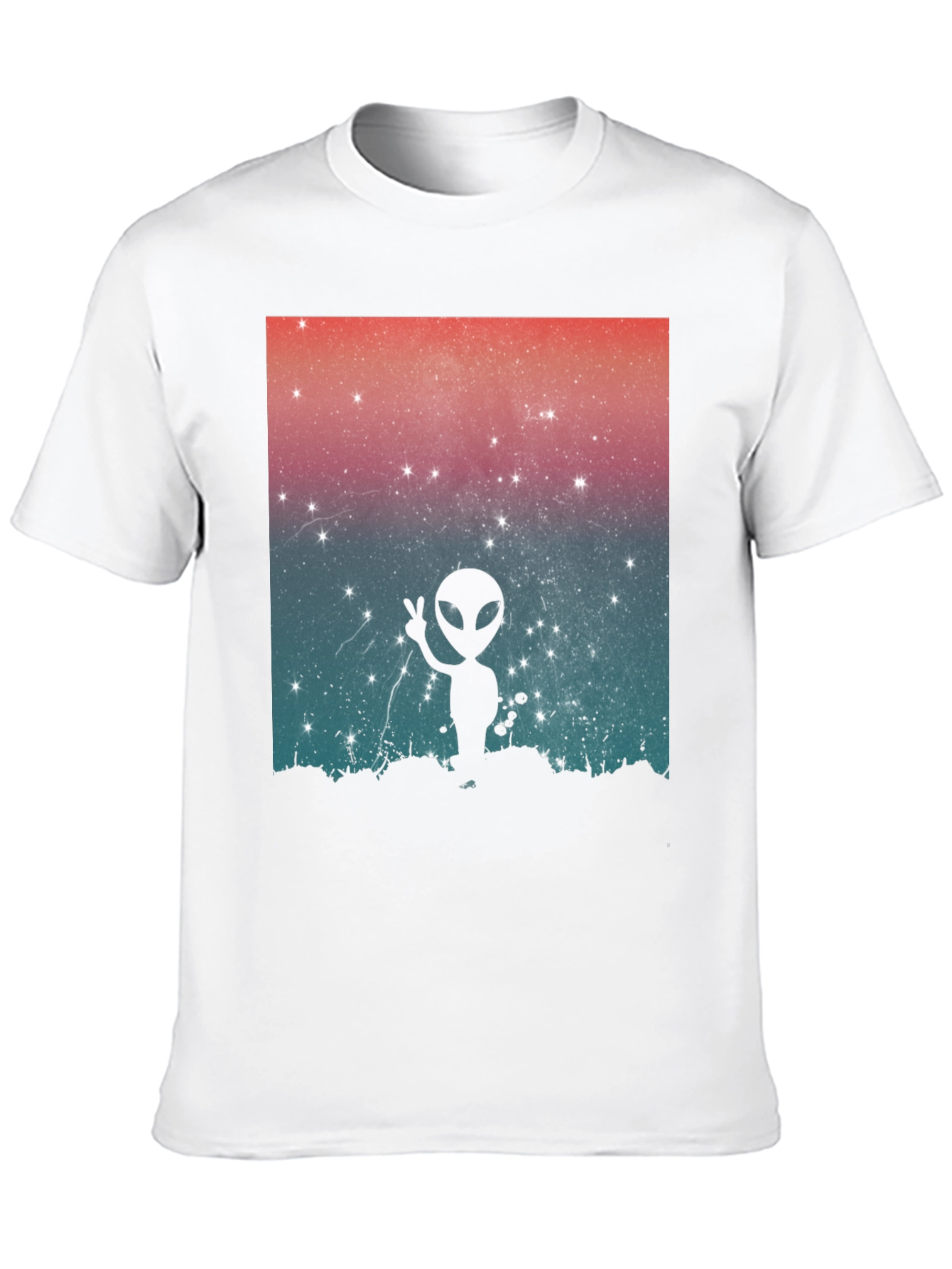 Black Alien Peace Sign Graphic Tee - Black Cotton Blend view 10