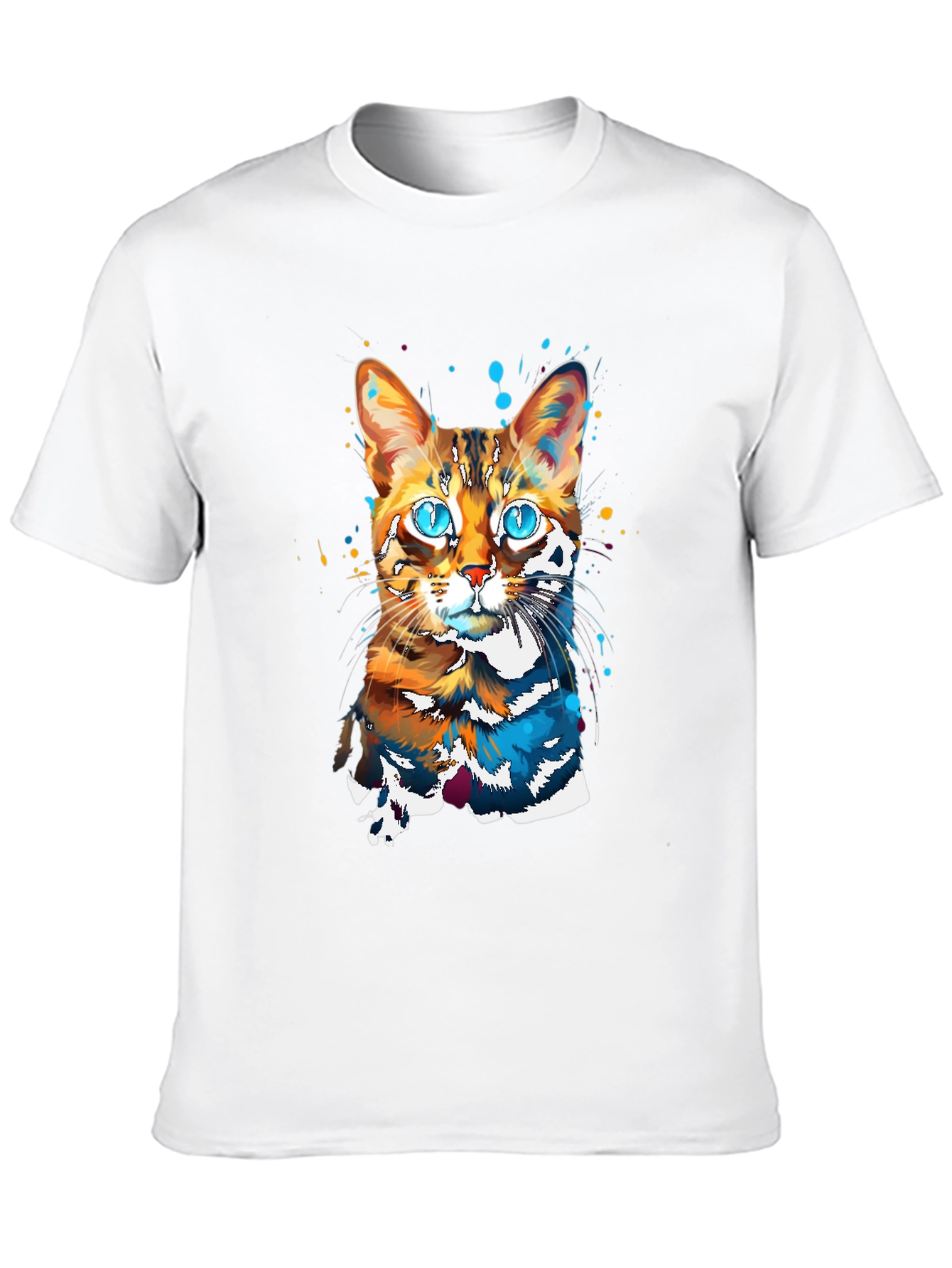 Black Vivid Cat Art Graphic Tee - Stylish & Unique Design view 10