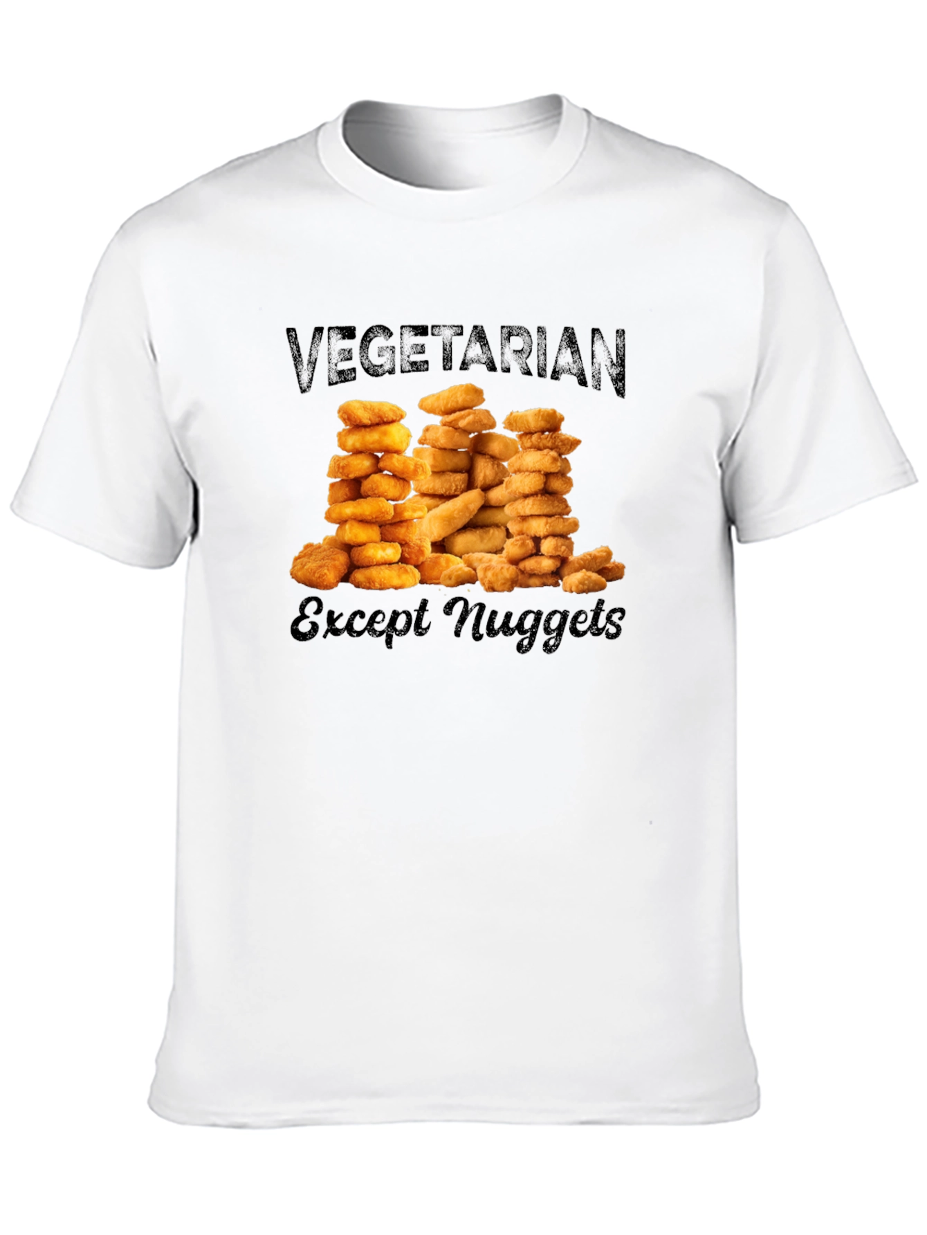 Black Vegetarian Except Nuggets Graphic T-Shirt view 10