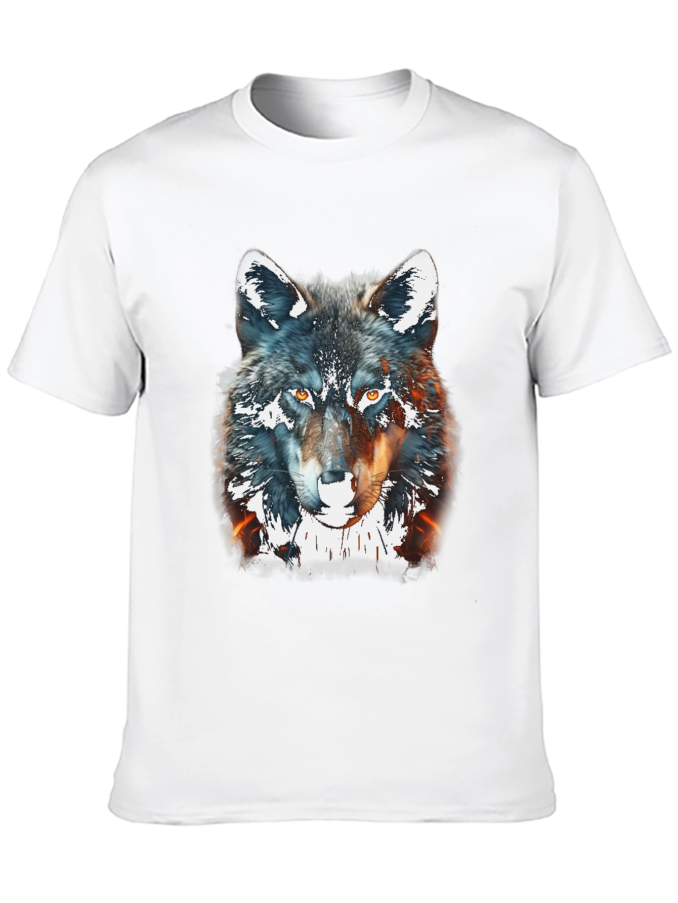 Black Wolf Graphic Print Tee - Black Cotton Blend view 10