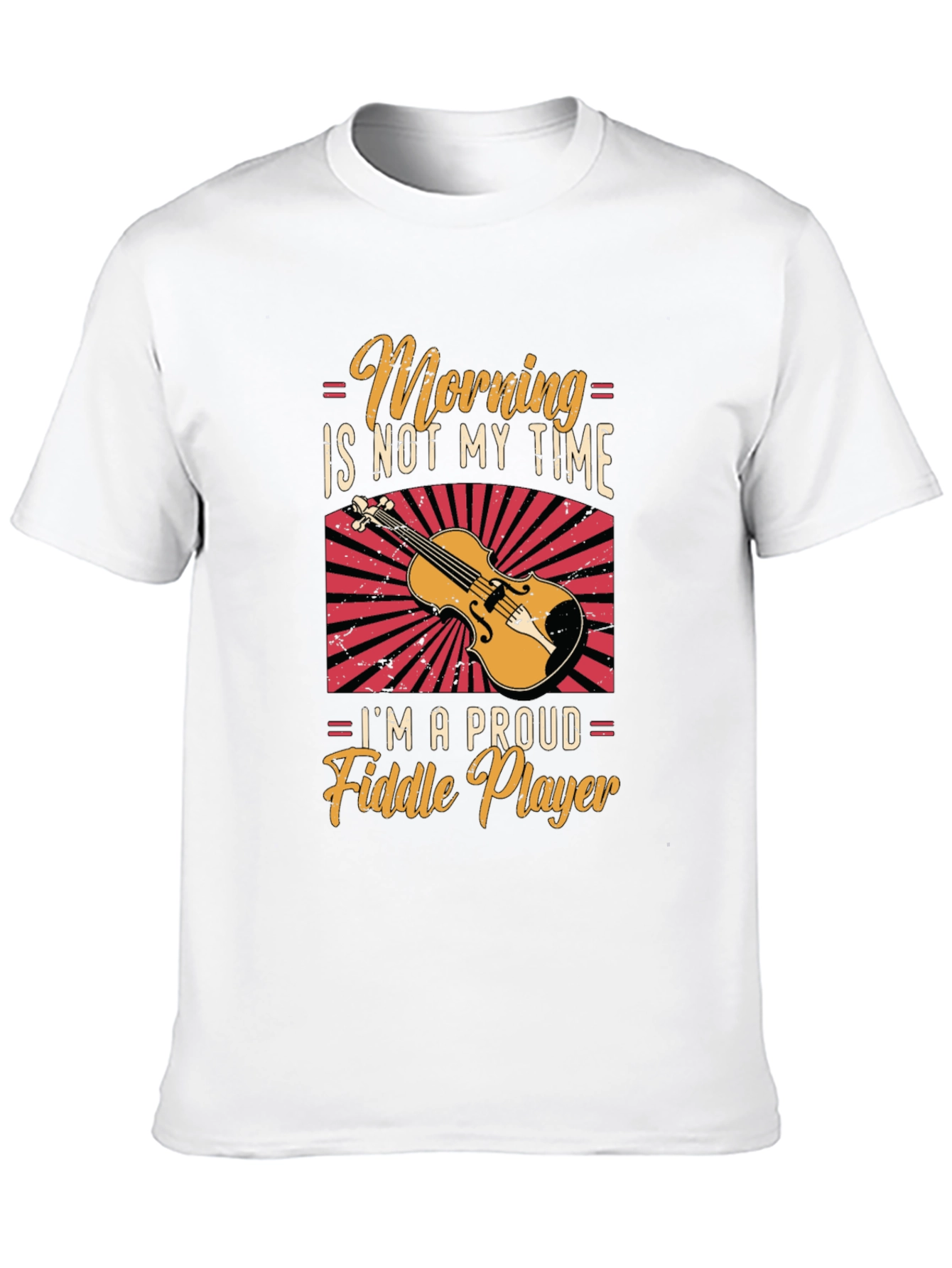 Black Funny Fiddle Player T-Shirt - Morning Not My Time view 10