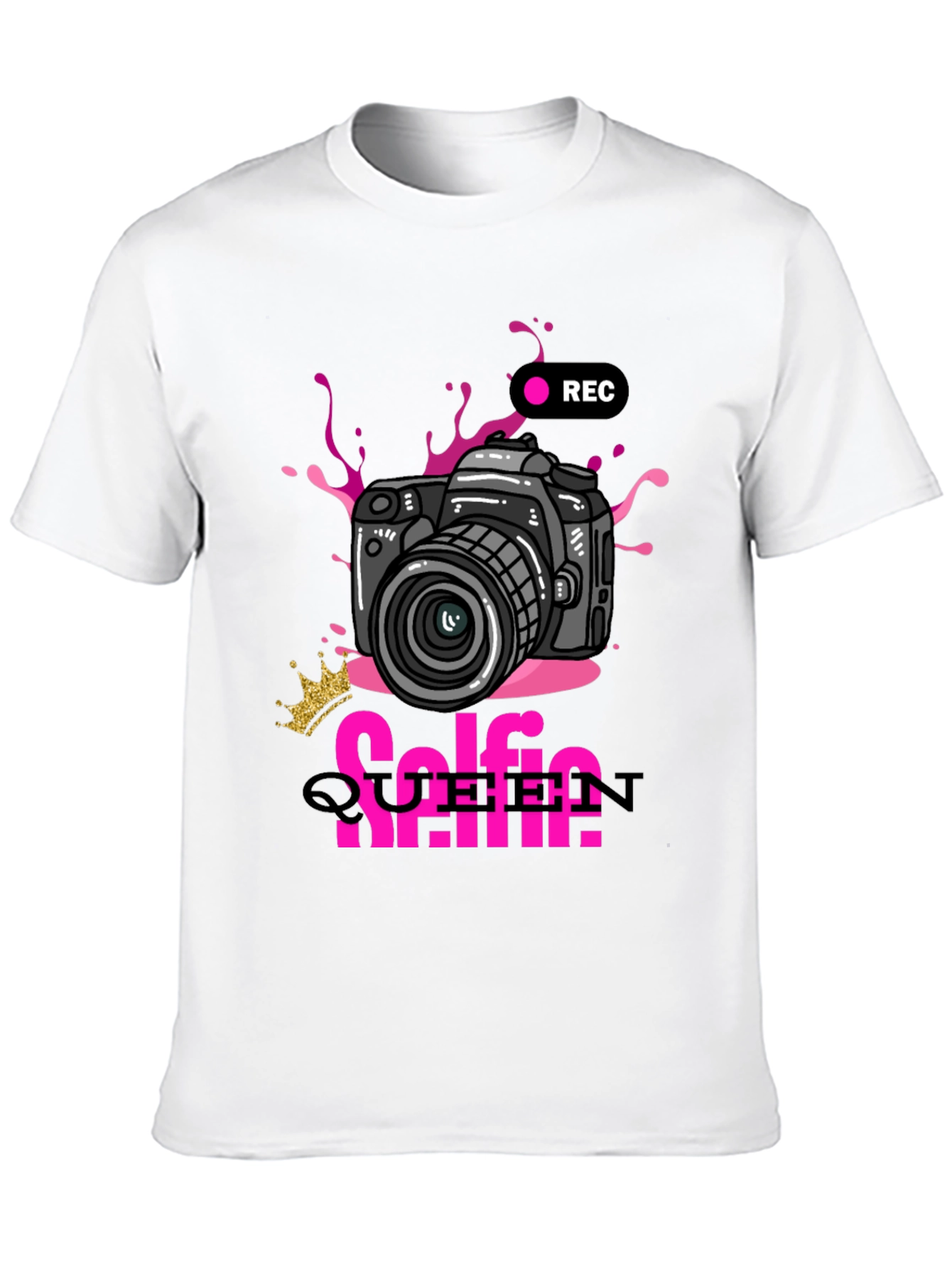 Black Selfie Queen Graphic T-Shirt - Camera Design view 10