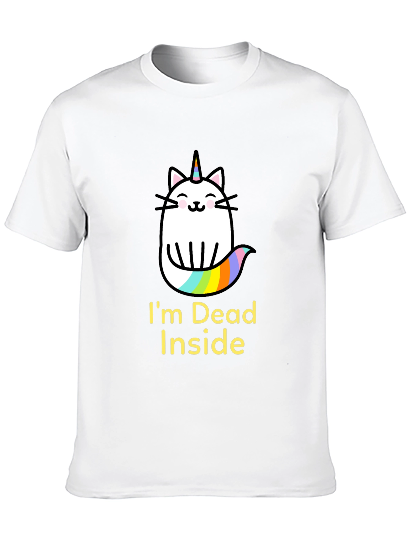 Black Dead Inside Unicorn Cat Graphic Tee view 10