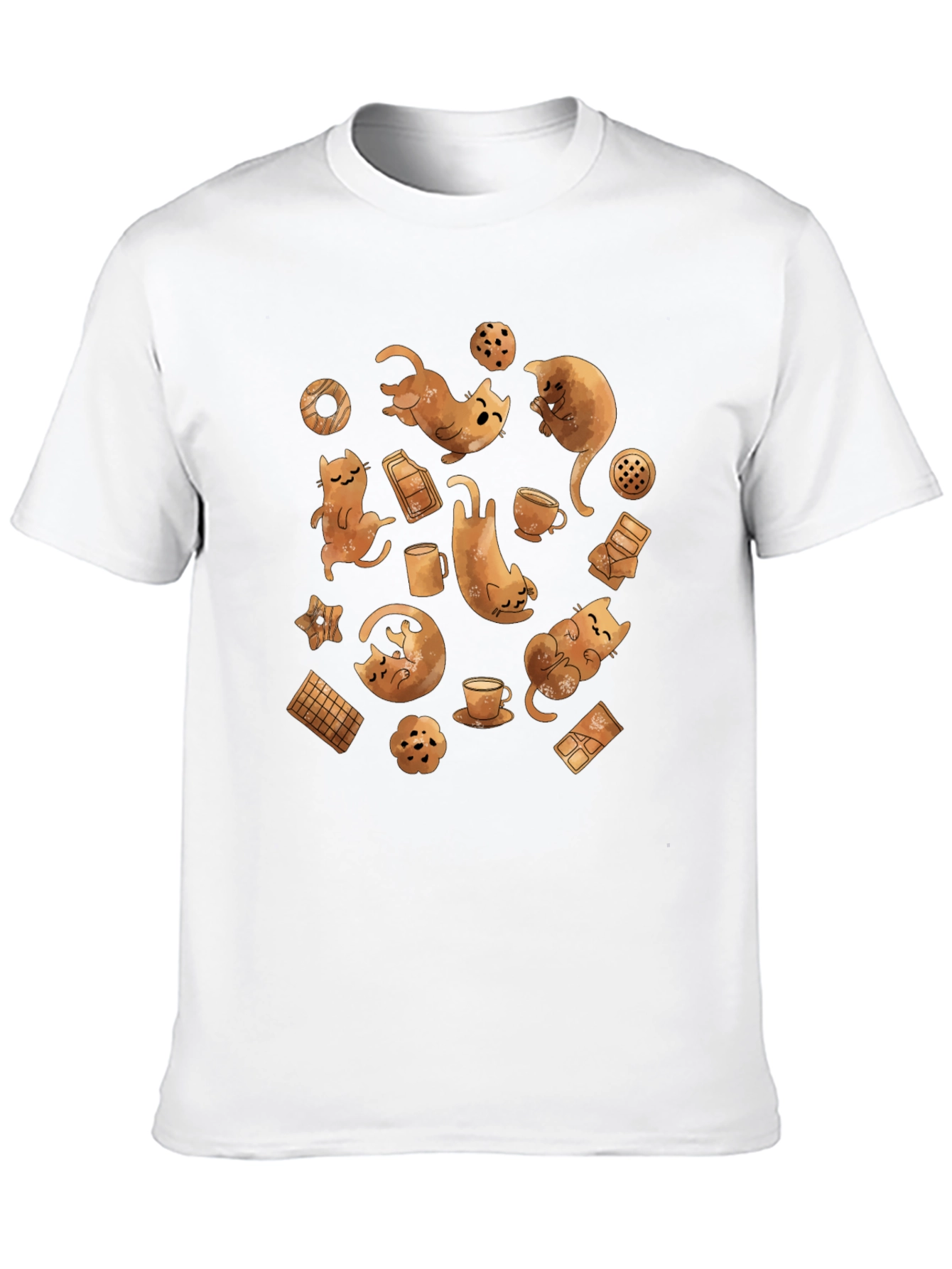 Black Cat & Chocolate Patterned Black T-Shirt view 10