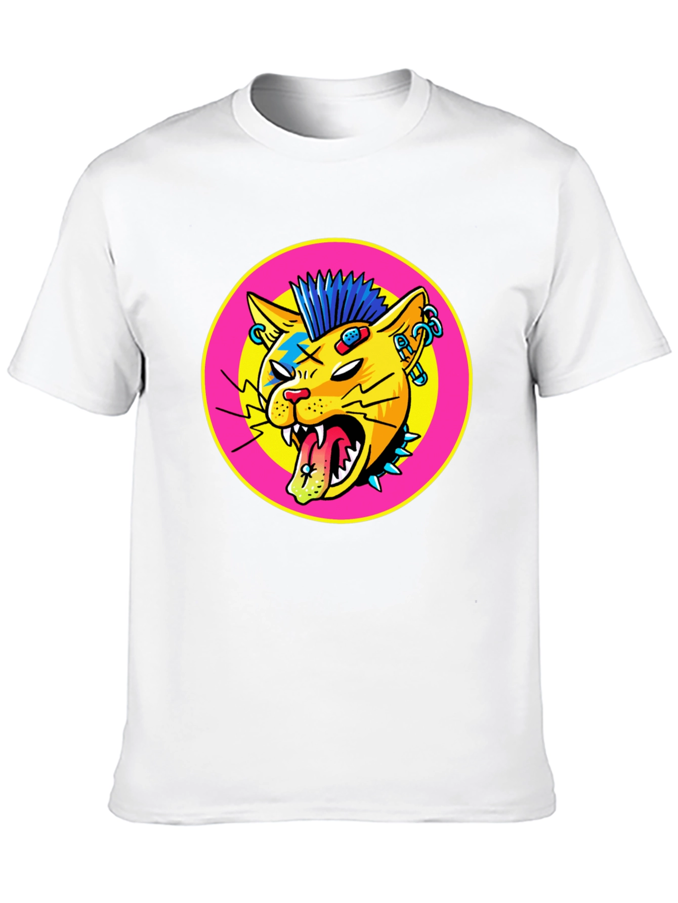 Black Punk Rock Cat Graphic Tee view 10