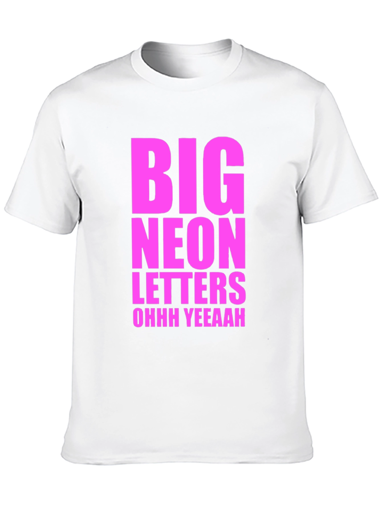 Black Big Neon Letters Graphic Tee - Black Cotton T-Shirt view 10