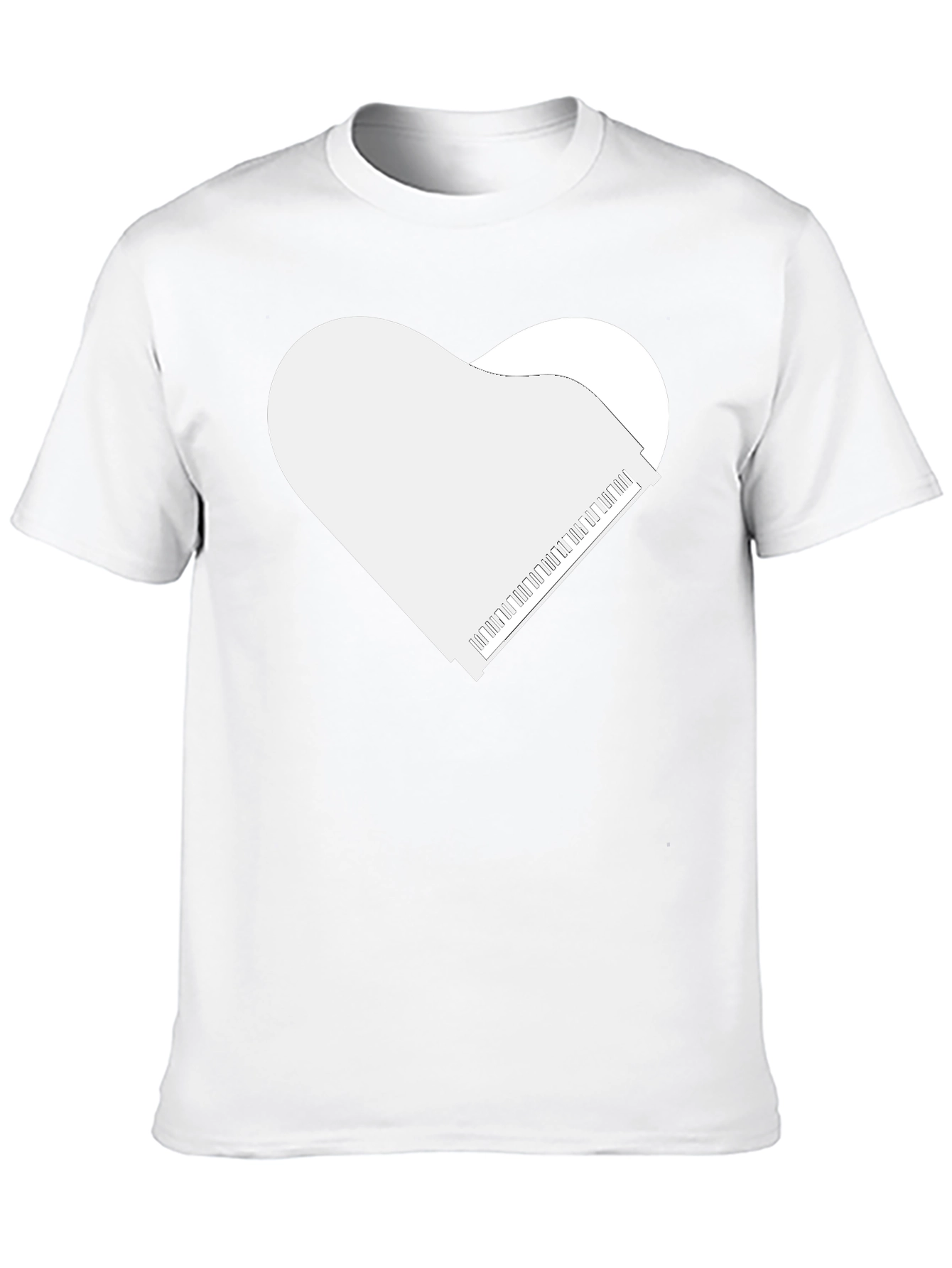 Black Piano Heart Tee - Music Lover's Black T-Shirt view 10
