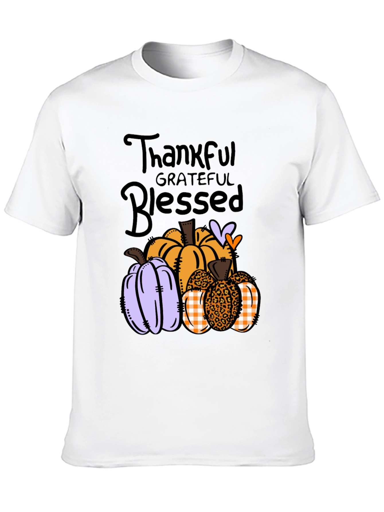 Black Thankful Grateful Blessed Pumpkin T-Shirt view 10
