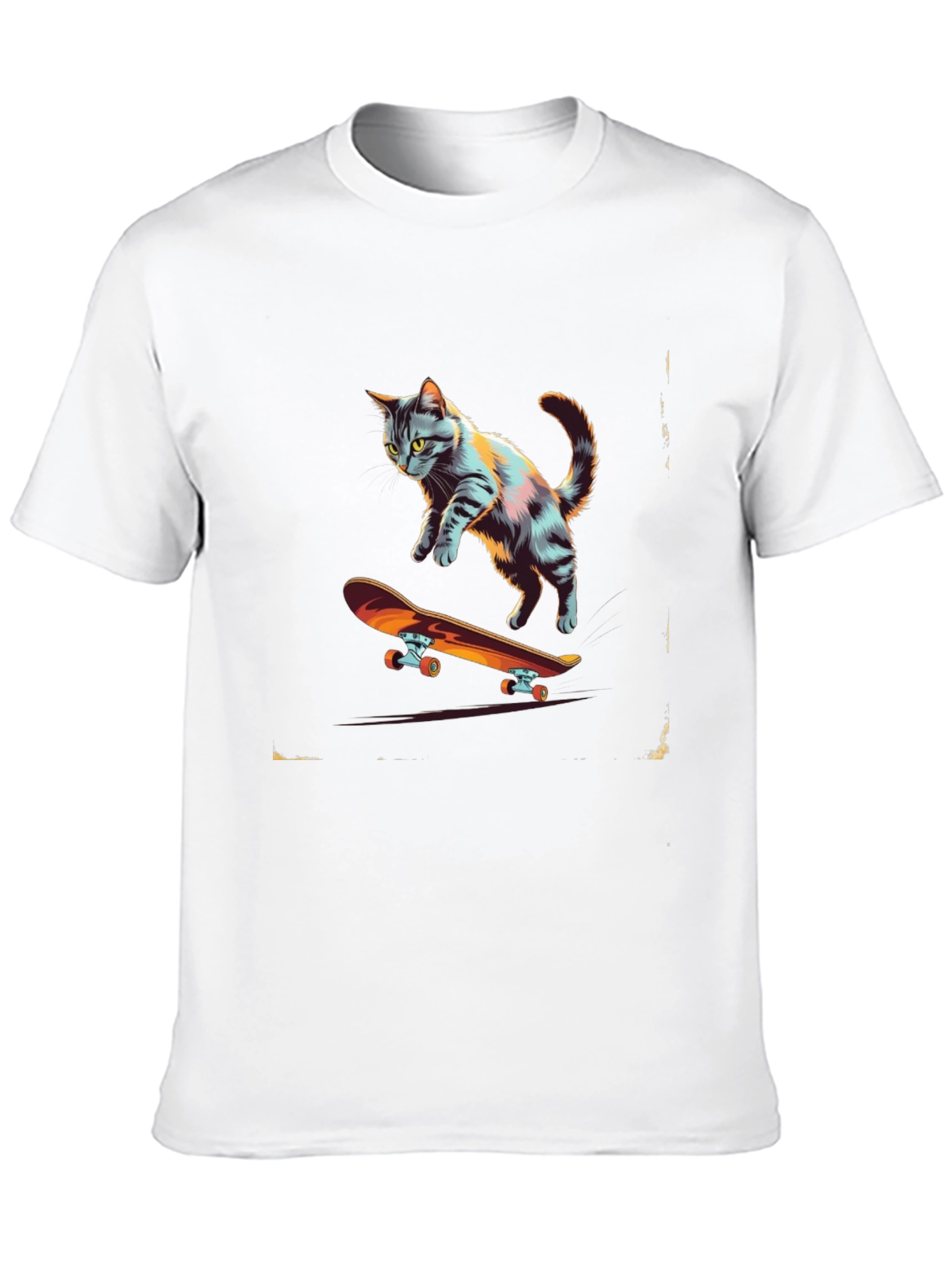 Black Skateboarding Cat Graphic Tee view 10