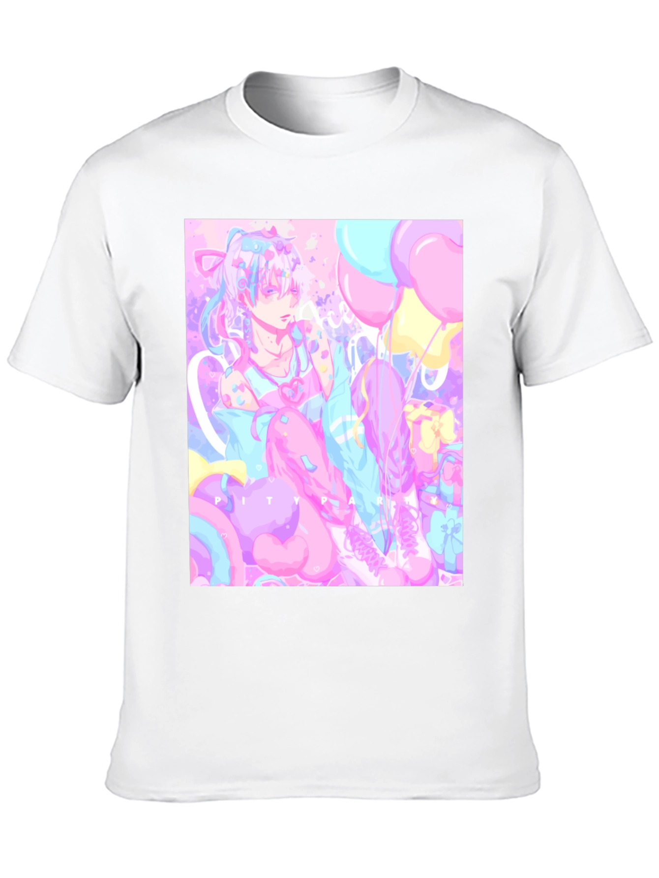 Black Anime Pastel Graphic Tee - Kawaii Pity Party T-Shirt view 10