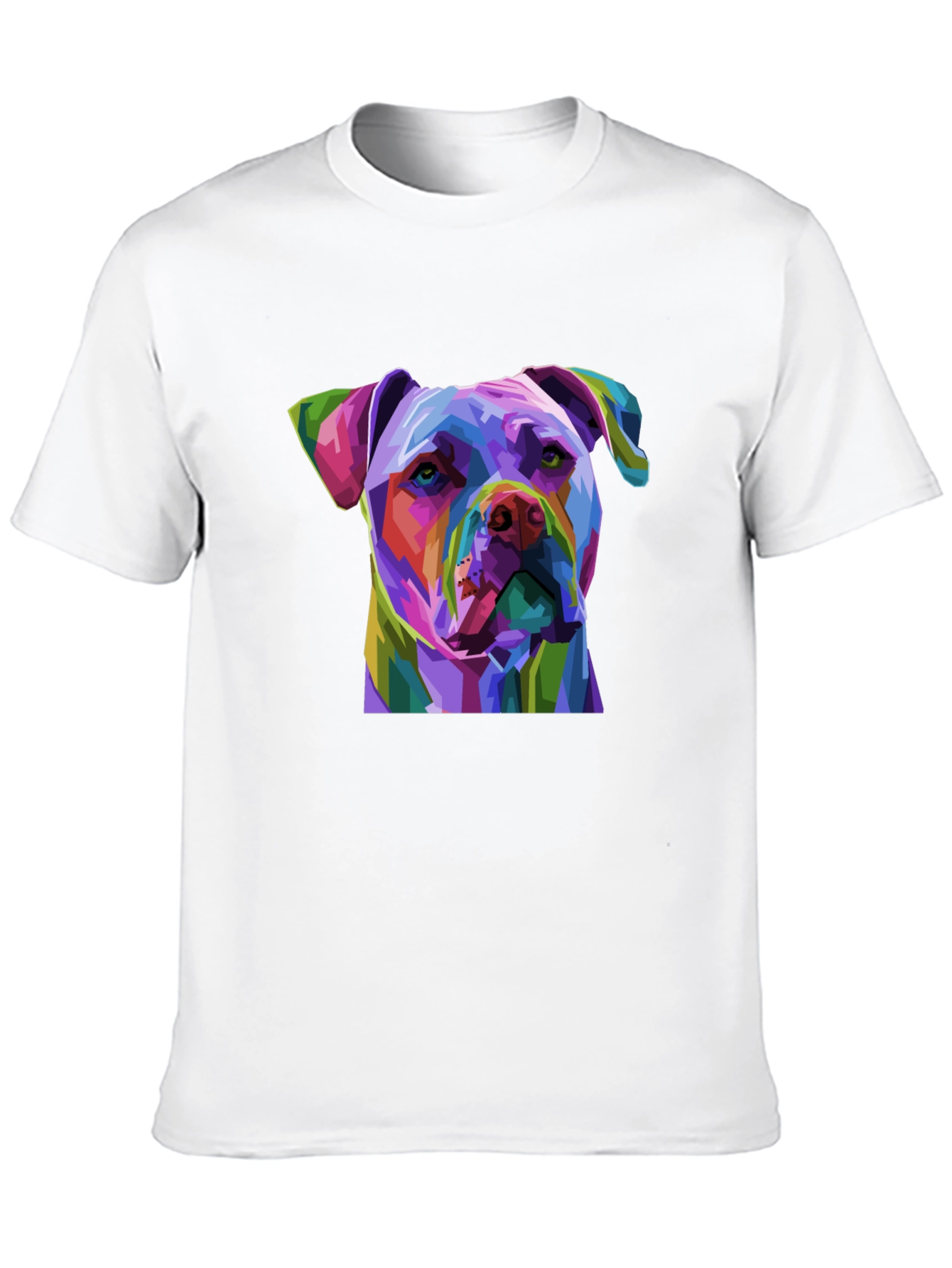 Black Colorful Pitbull Dog Graphic Print Black T-Shirt view 10
