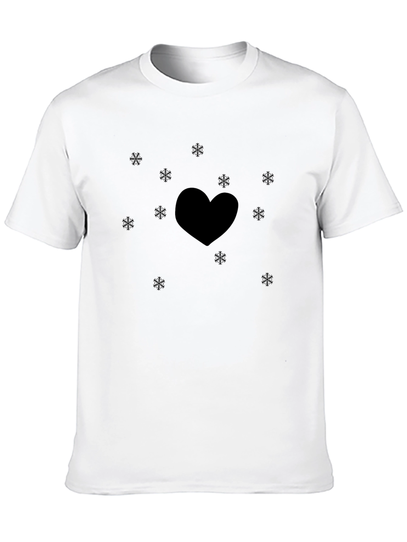 Black Heart & Snowflakes Black T-Shirt view 10