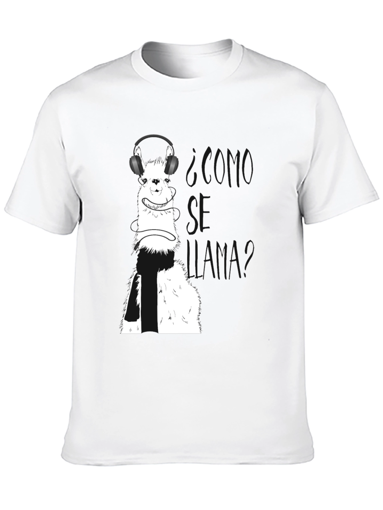 Black Llama T-Shirt with Headphones view 10