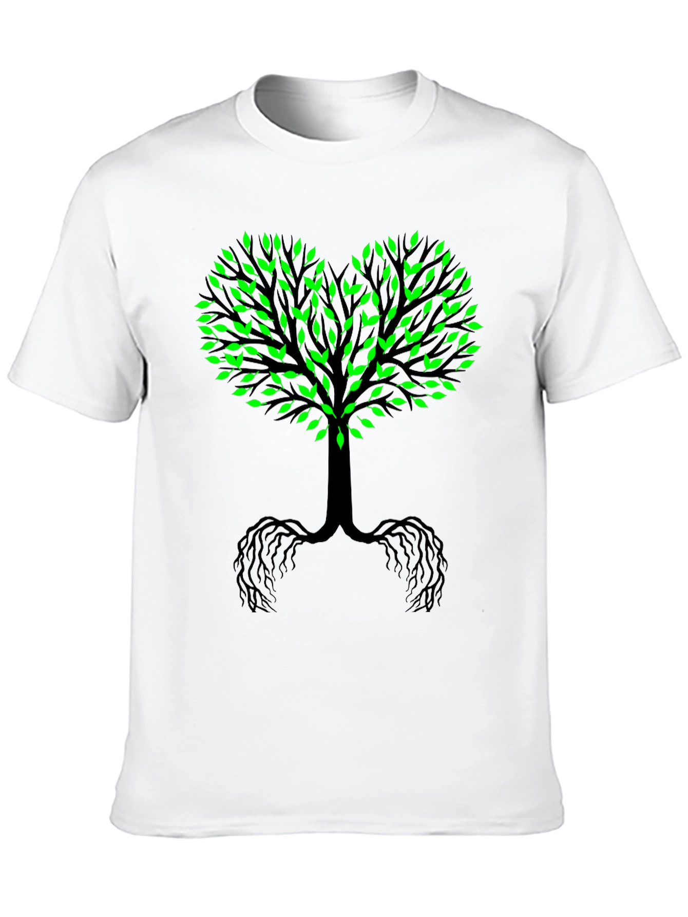 Black Tree of Life Black Tee - Green Leaf Heart view 10
