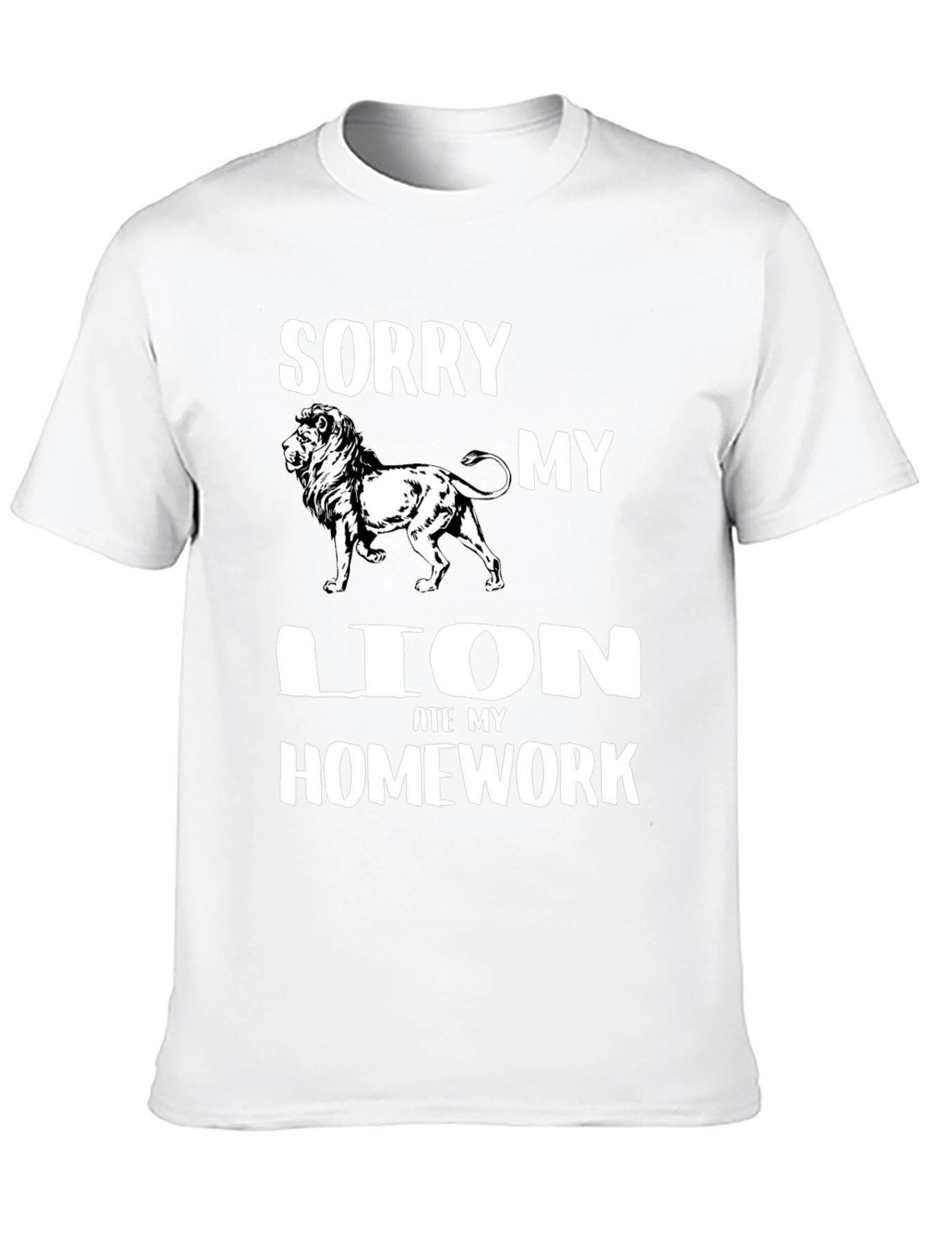 Black Sorry My Lion Ate Homework Black T-Shirt view 10