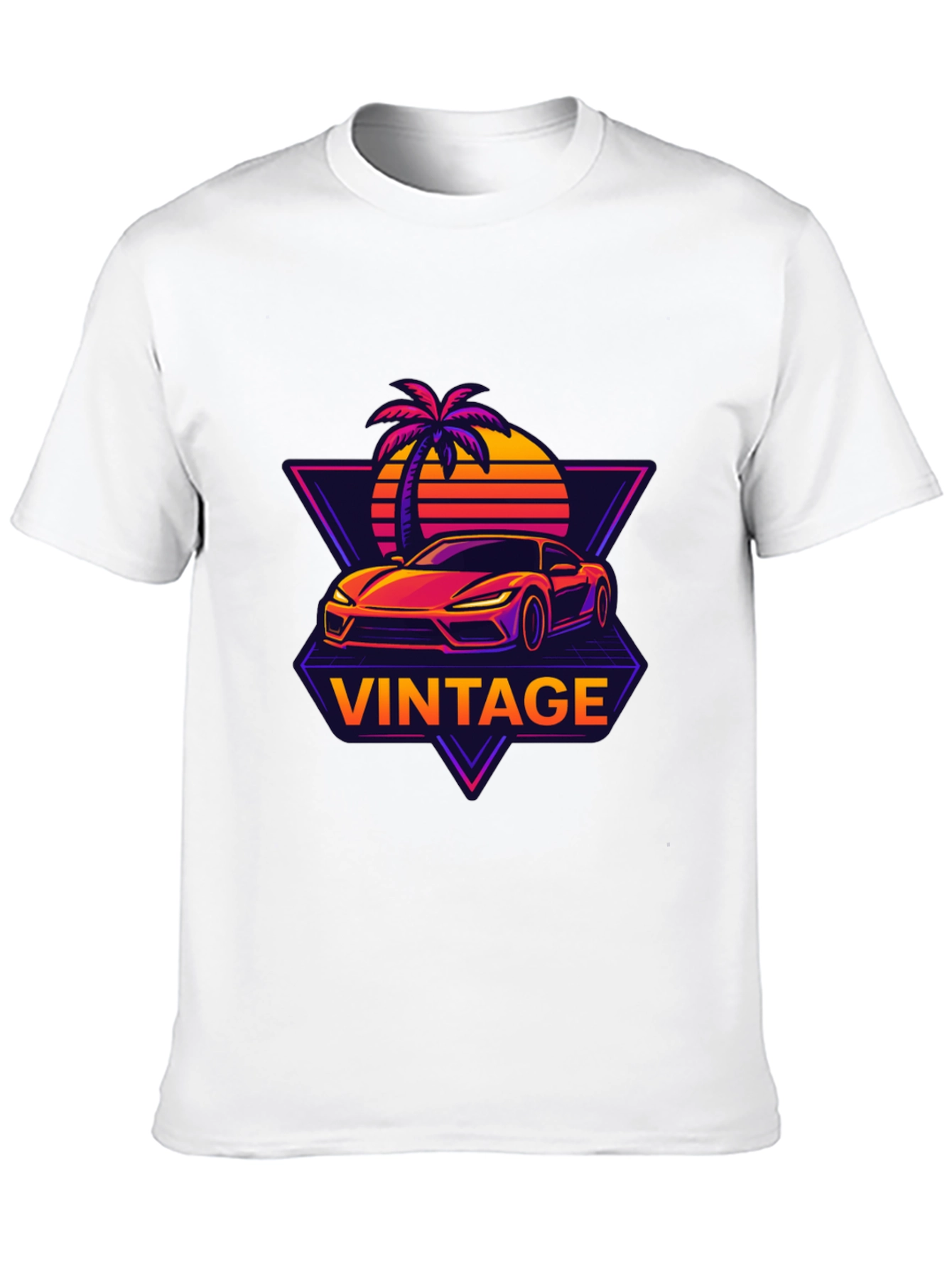 Black Vintage Sunset Car Graphic T-Shirt view 10