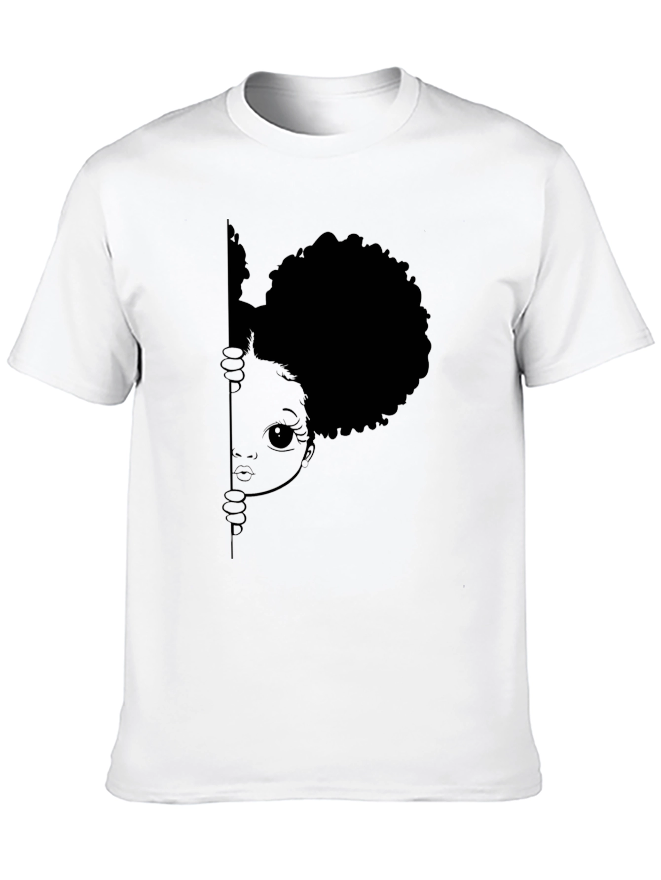Black Afro Girl Peek-a-Boo Graphic Tee view 10