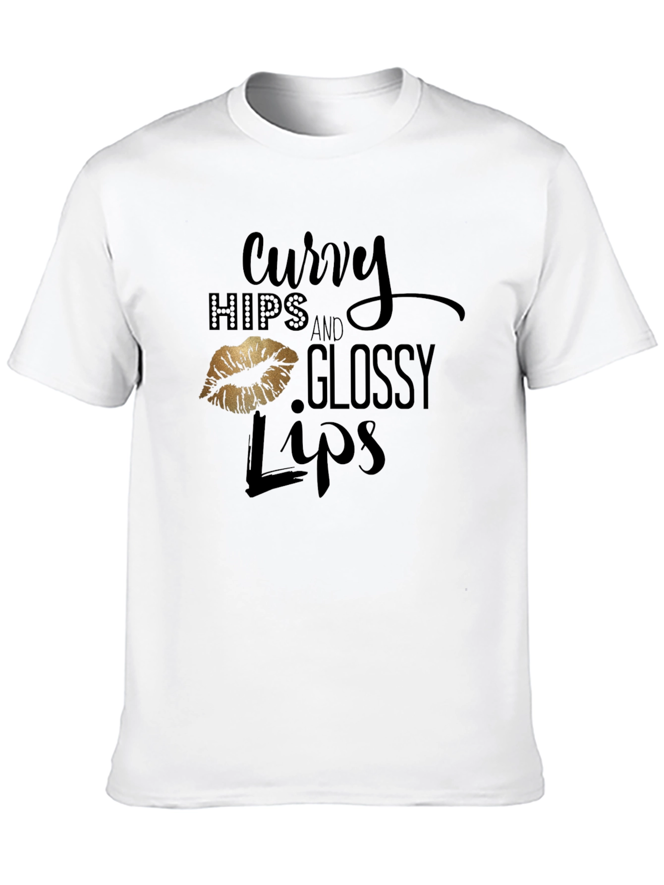 Black Curvy Hips & Glossy Lips Graphic Tee - Black view 10