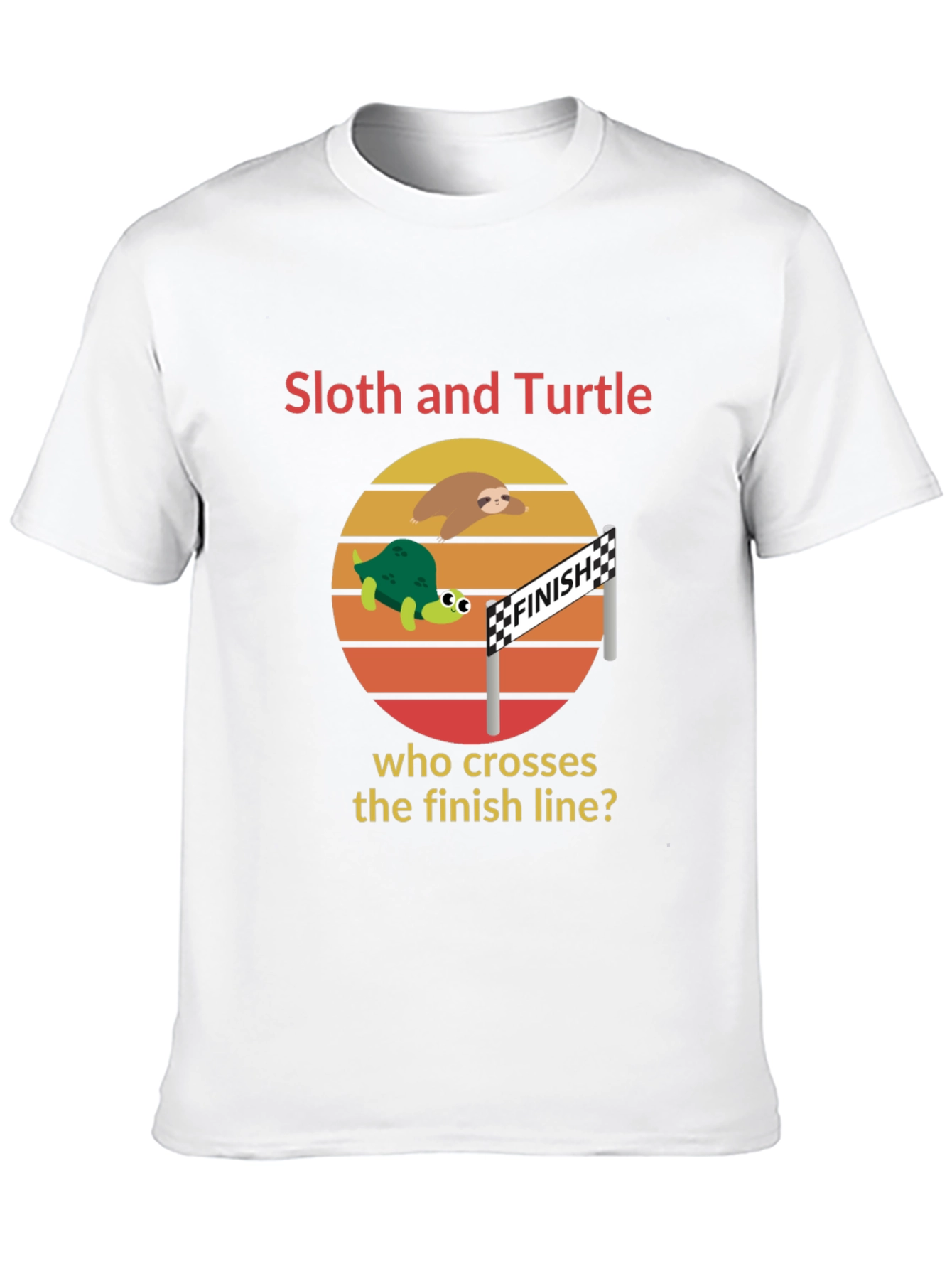 Black Sloth and Turtle Race T-Shirt Funny Graphic Tee view 10