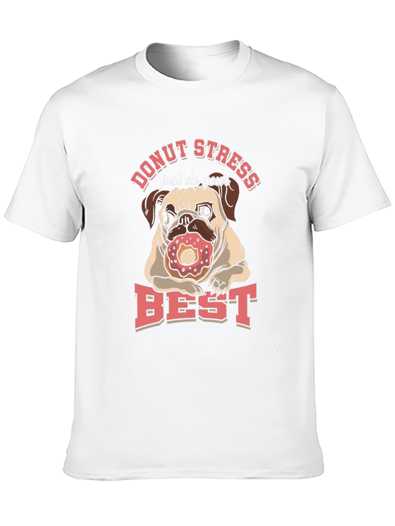 Black Donut Stress Pug T-Shirt view 10