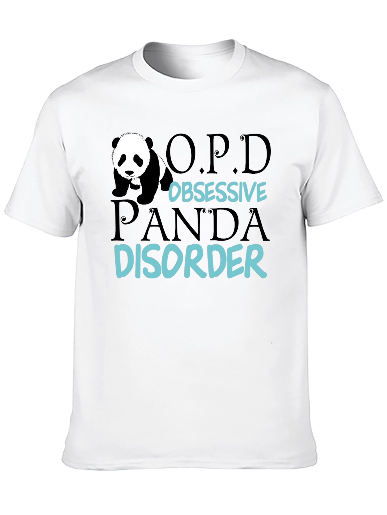Black Obsessive Panda Disorder Funny Graphic Tee view 10